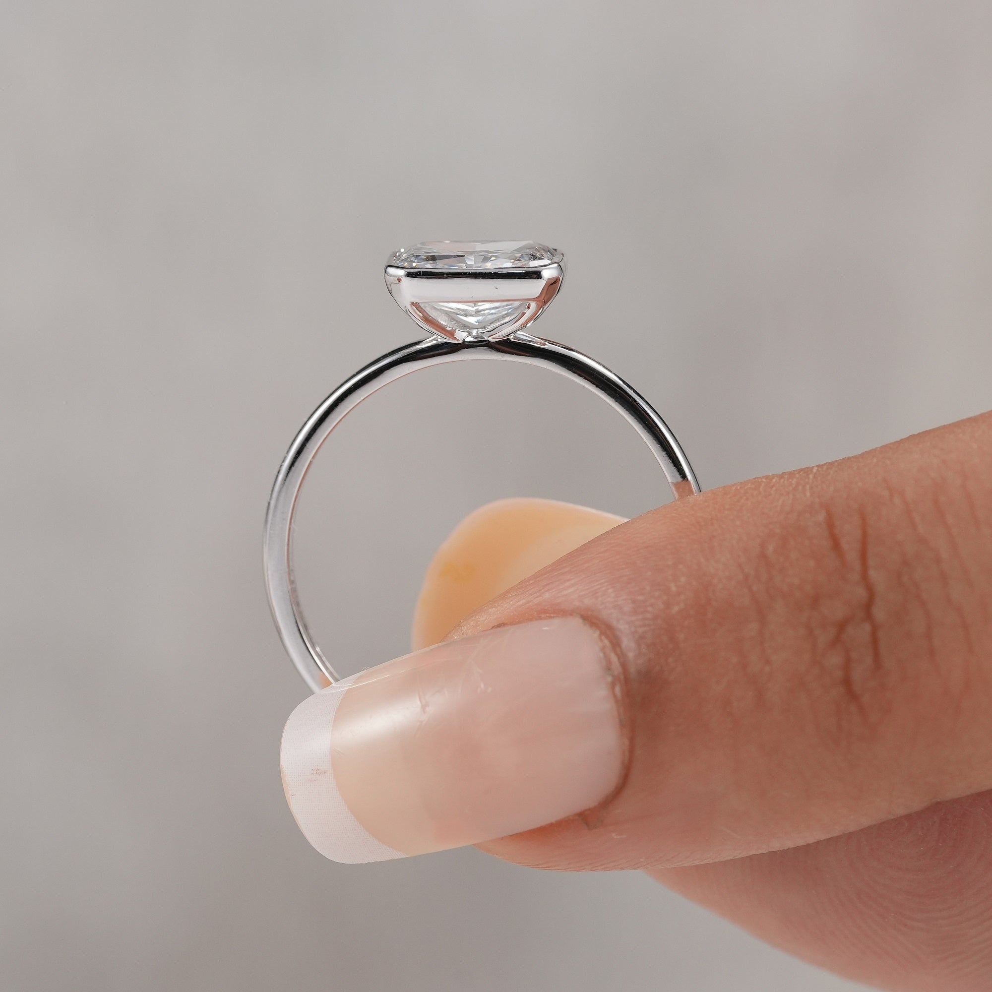 Bezel set lab grown diamond ring for everyday fine jewelry wear