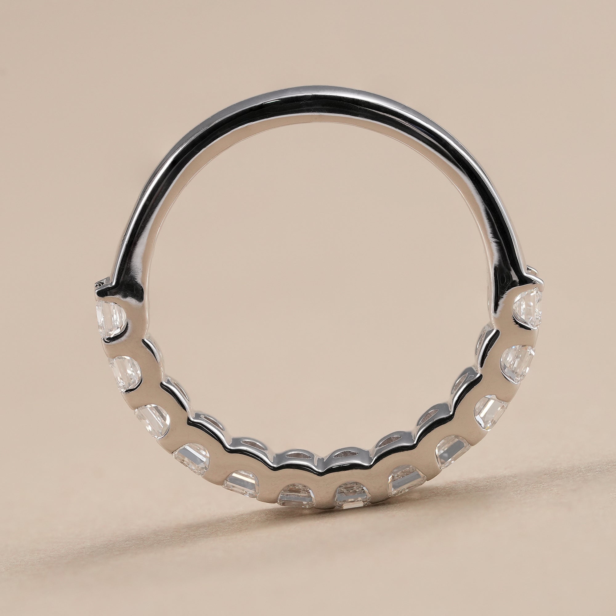 Emerald cut half eternity band perfect for stacking engagement rings