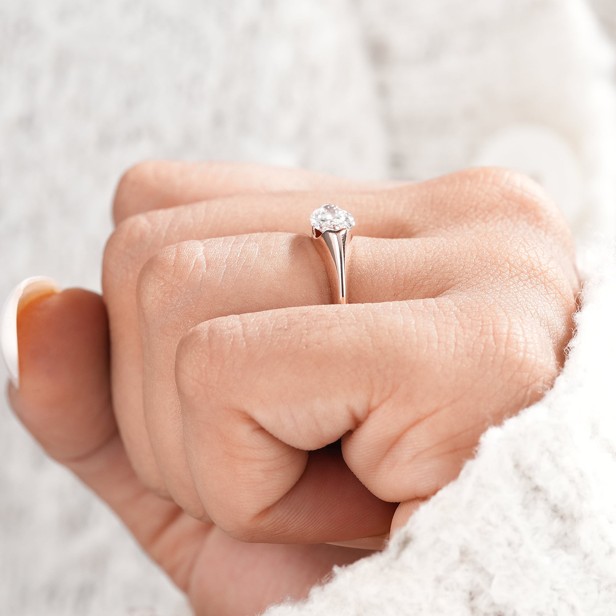 Modern bridal jewelry featuring marquise lab grown diamond.
