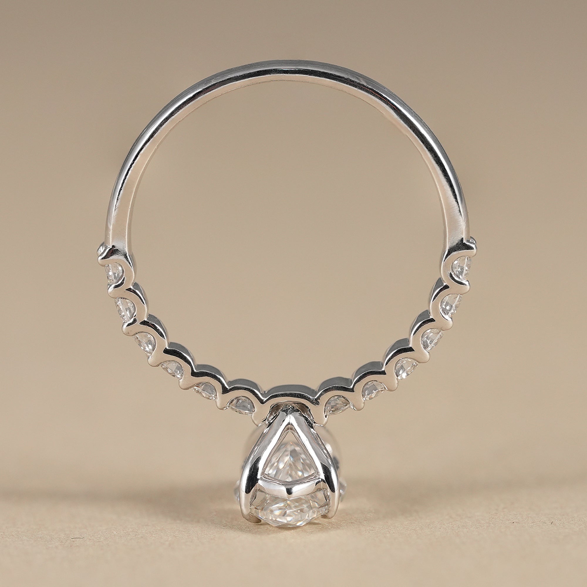 Sustainable lab grown marquise diamond solitaire ring