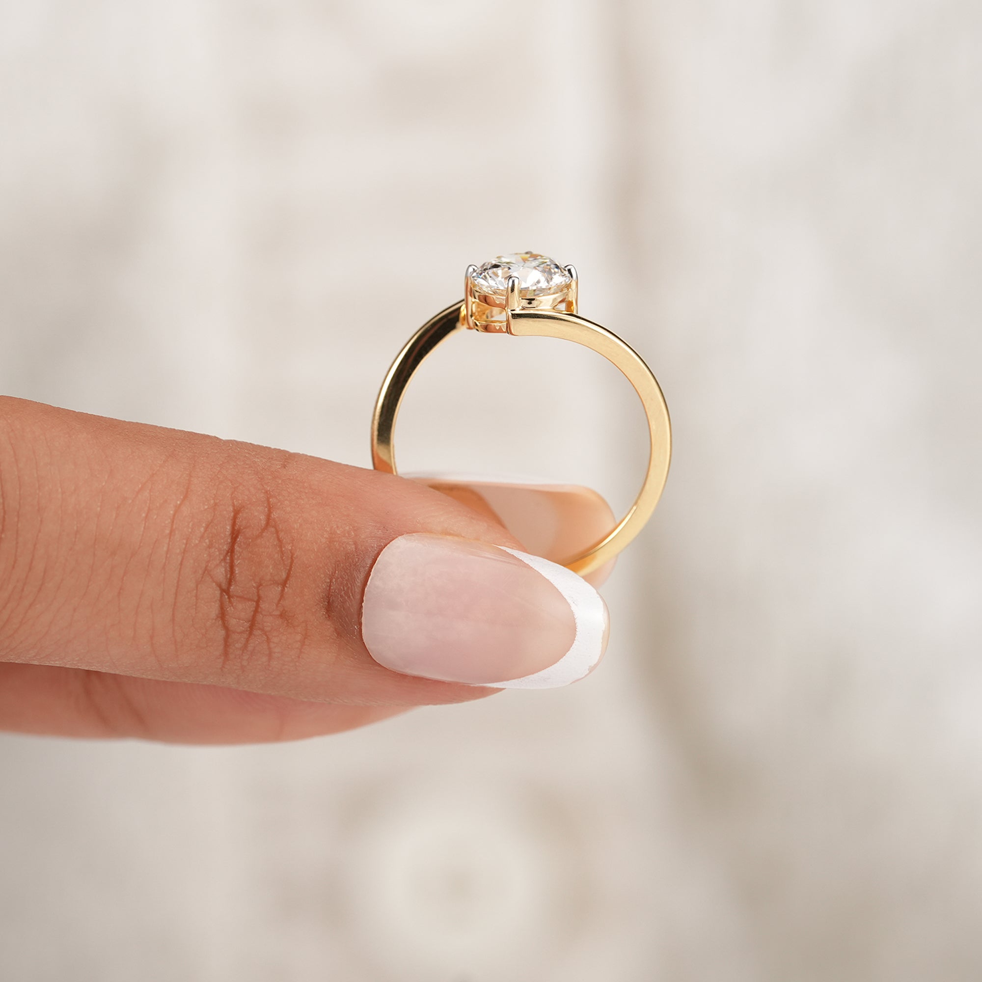 Minimalist round lab diamond anniversary ring