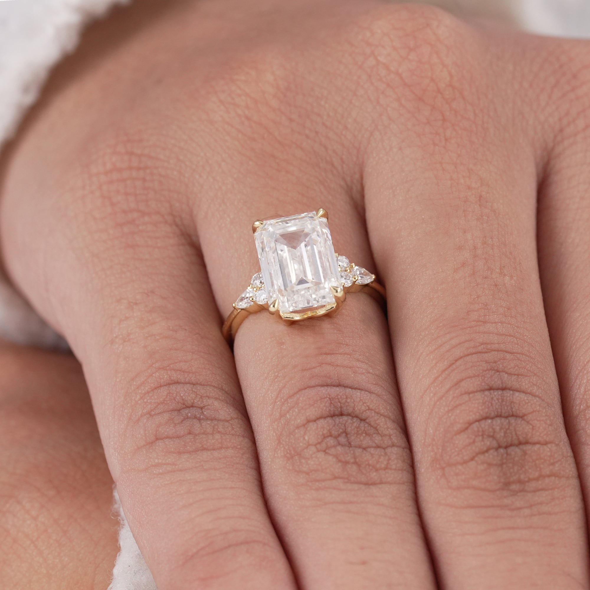 Minimalist emerald cut diamond ring for women