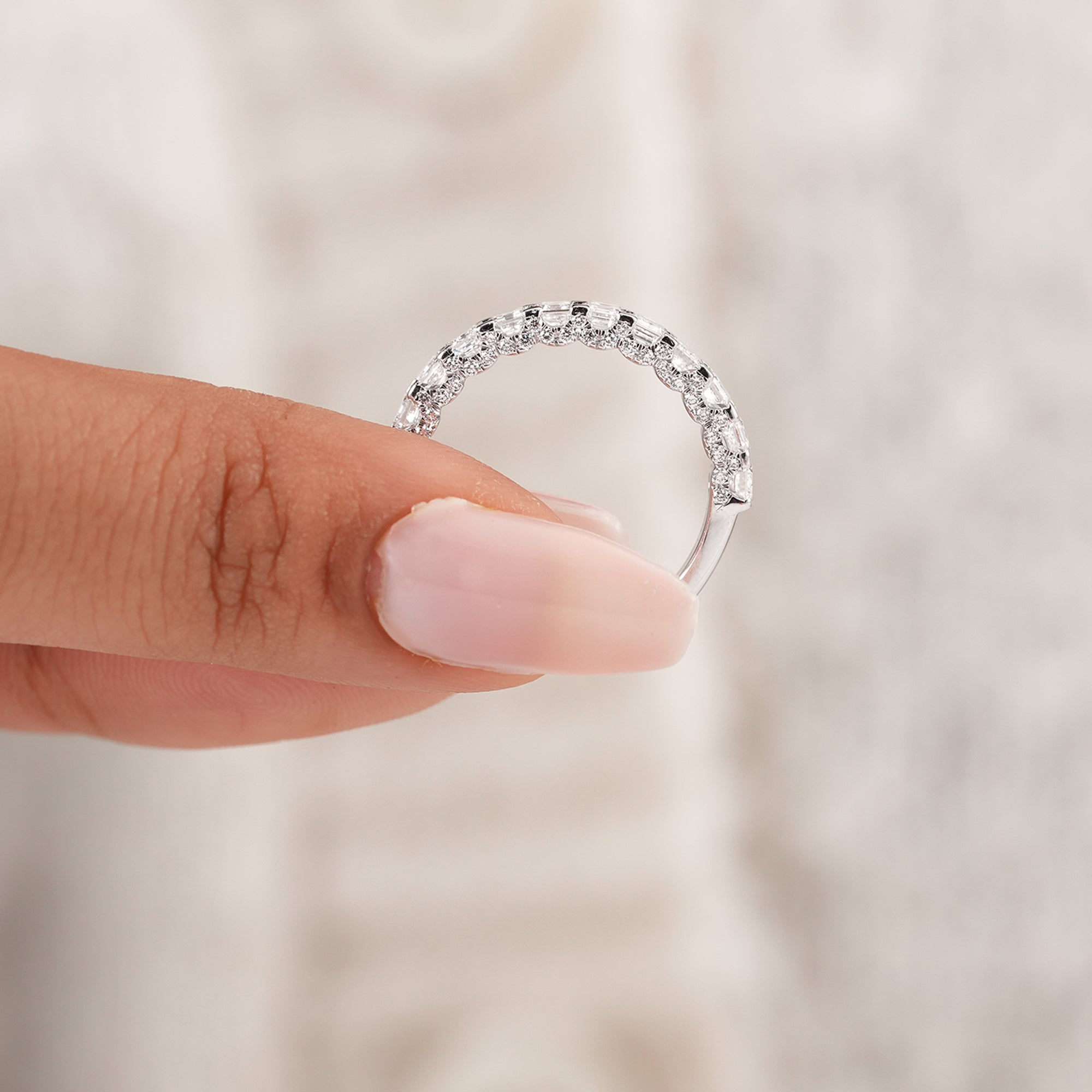 Emerald Diamond Half Eternity Ring