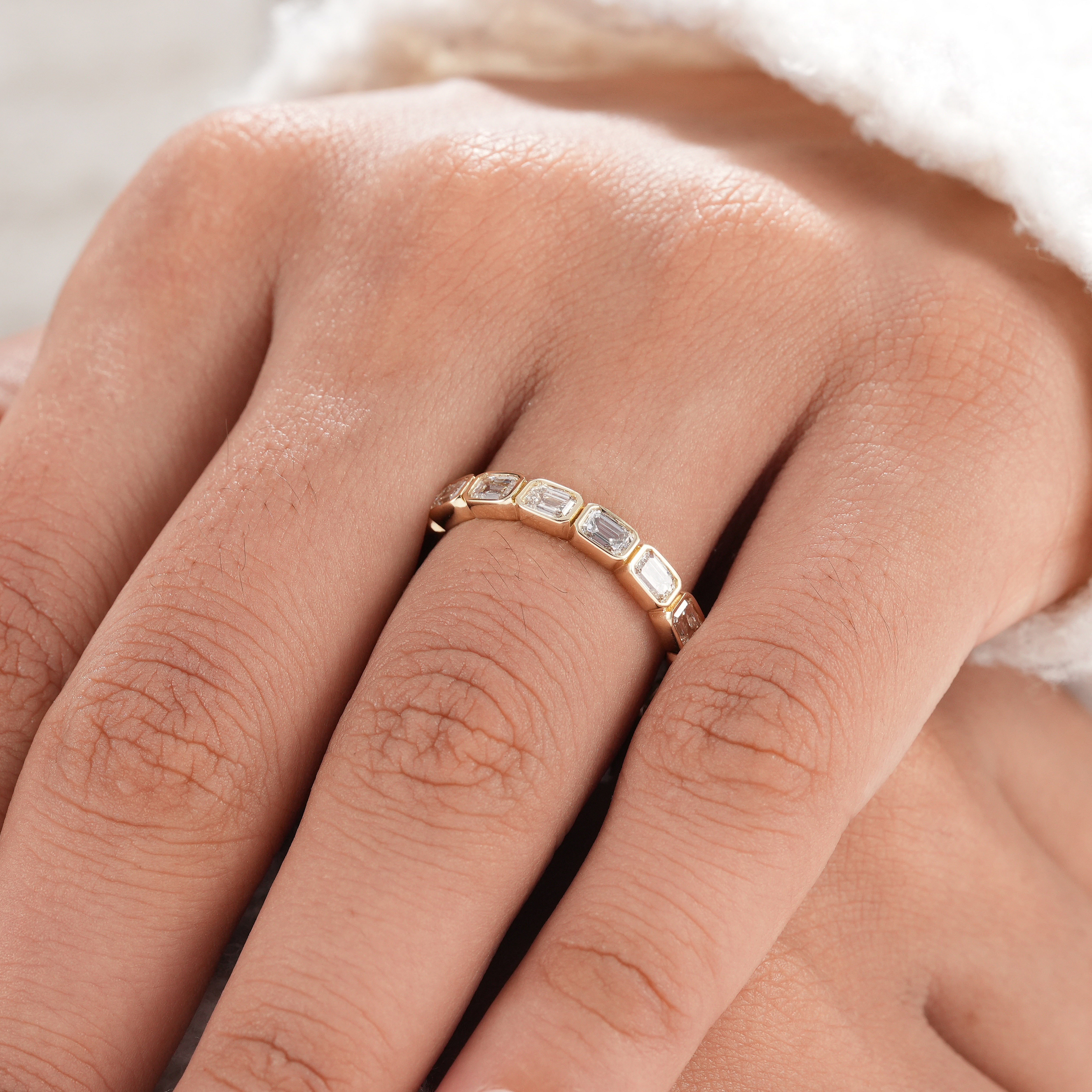 Lab Diamond Emerald Wedding Band