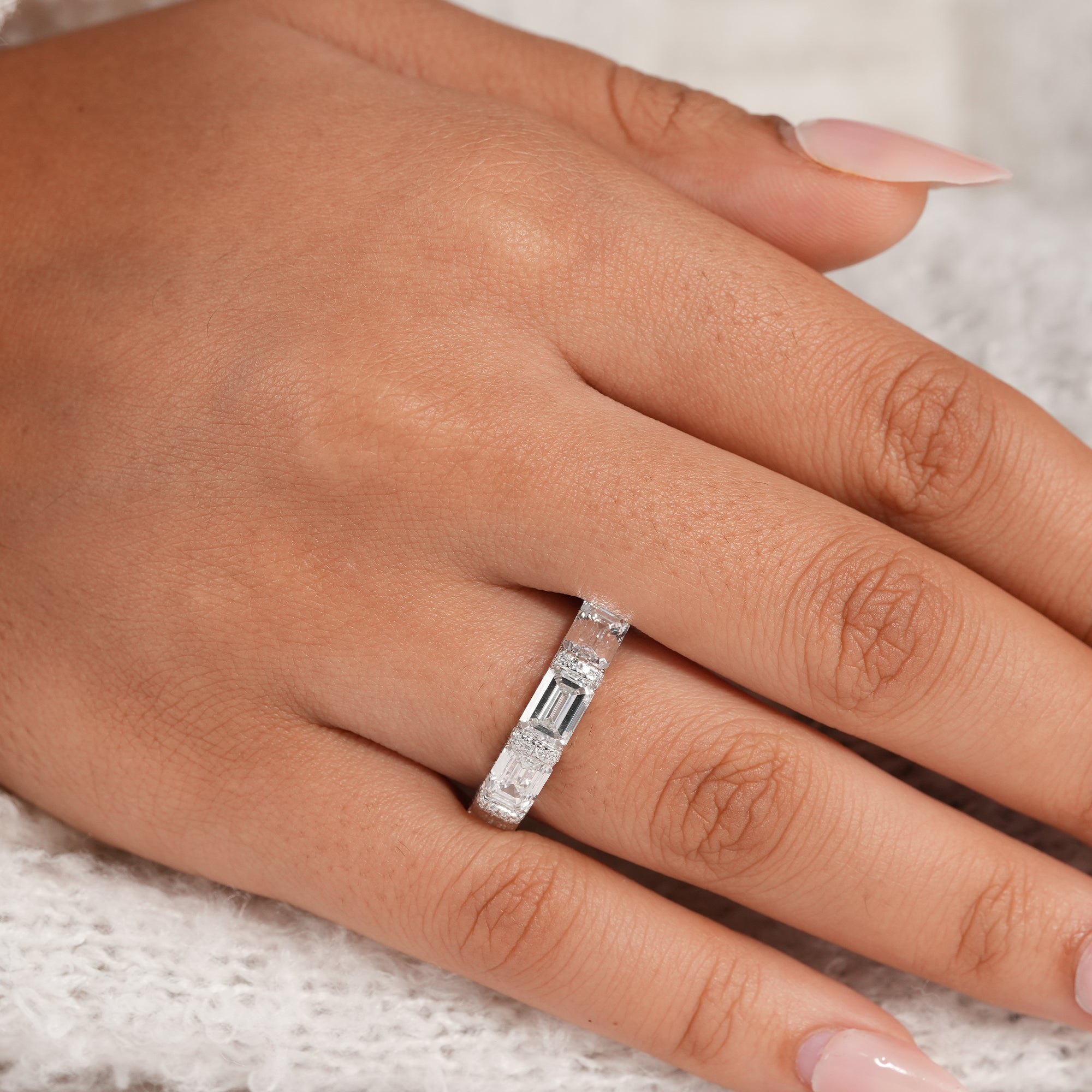Full diamond bridal wedding band handcrafted in gold.