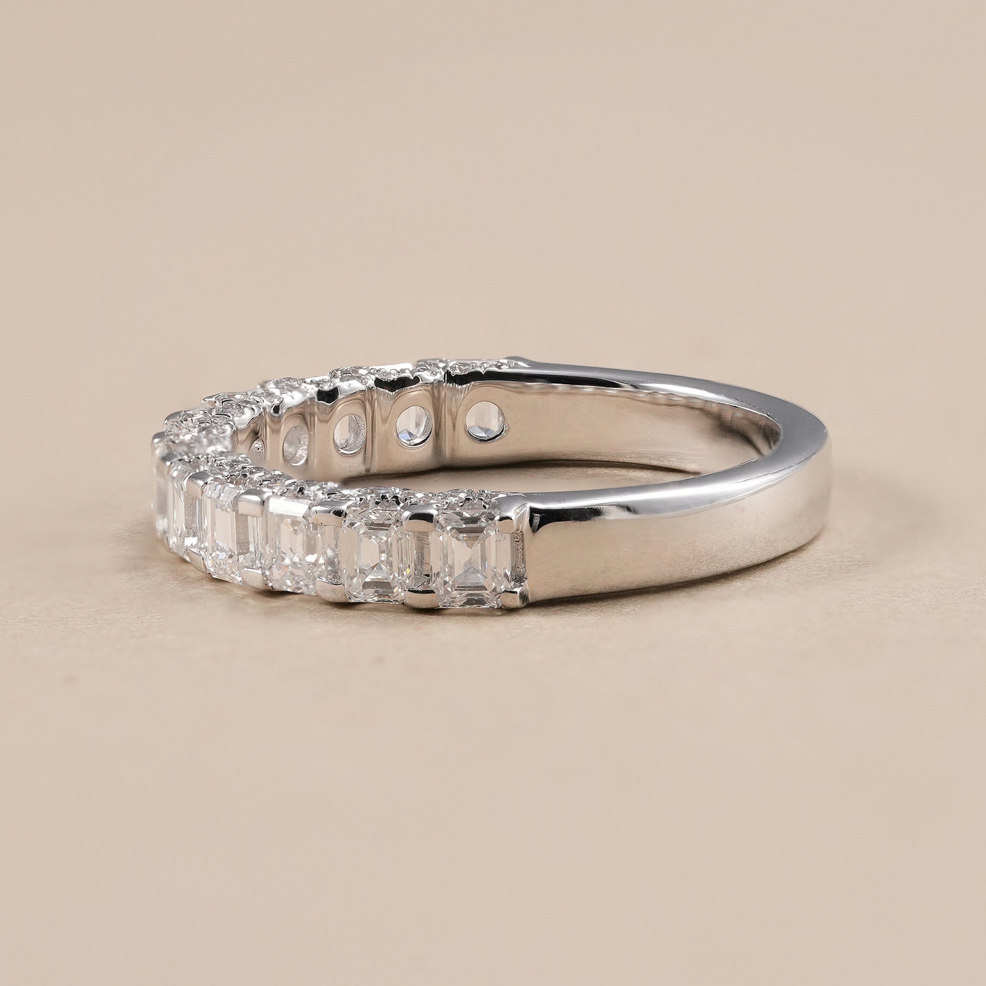 Luxury emerald lab diamond stackable ring with brilliant sparkle