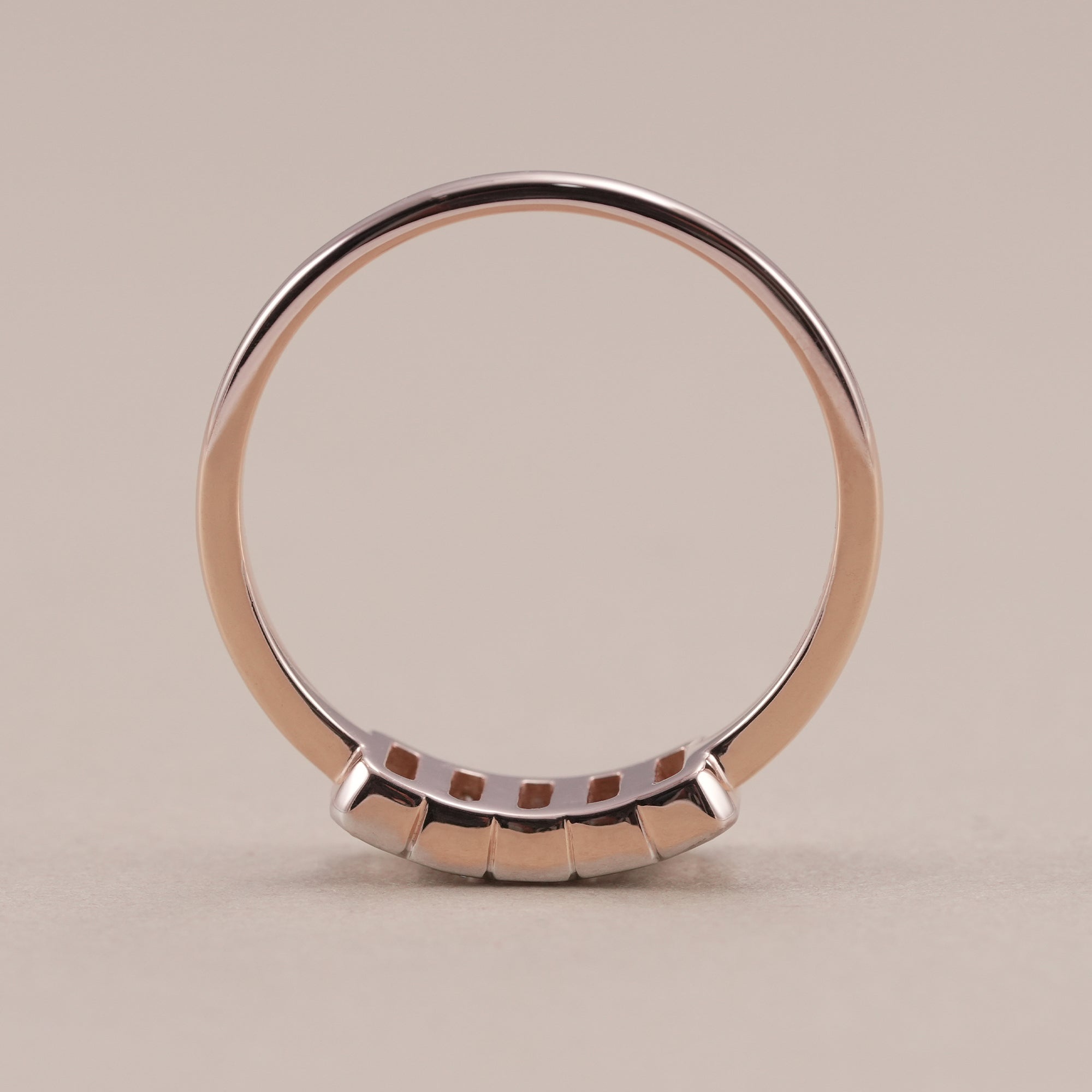 Bezel Set 5 Stone Emerald Cut Lab Diamond Wedding Band