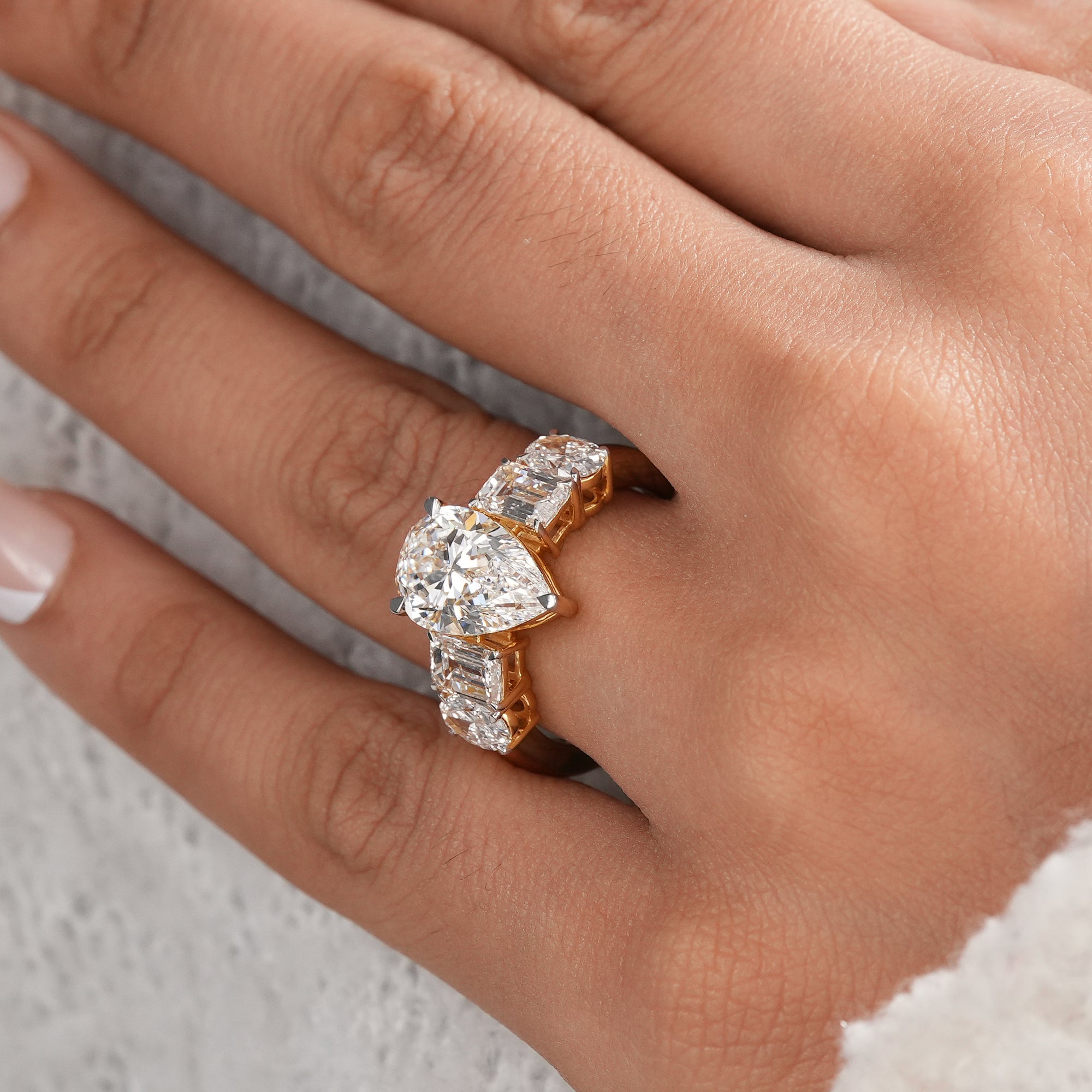 Handcrafted IGI certified pear engagement ring for women.