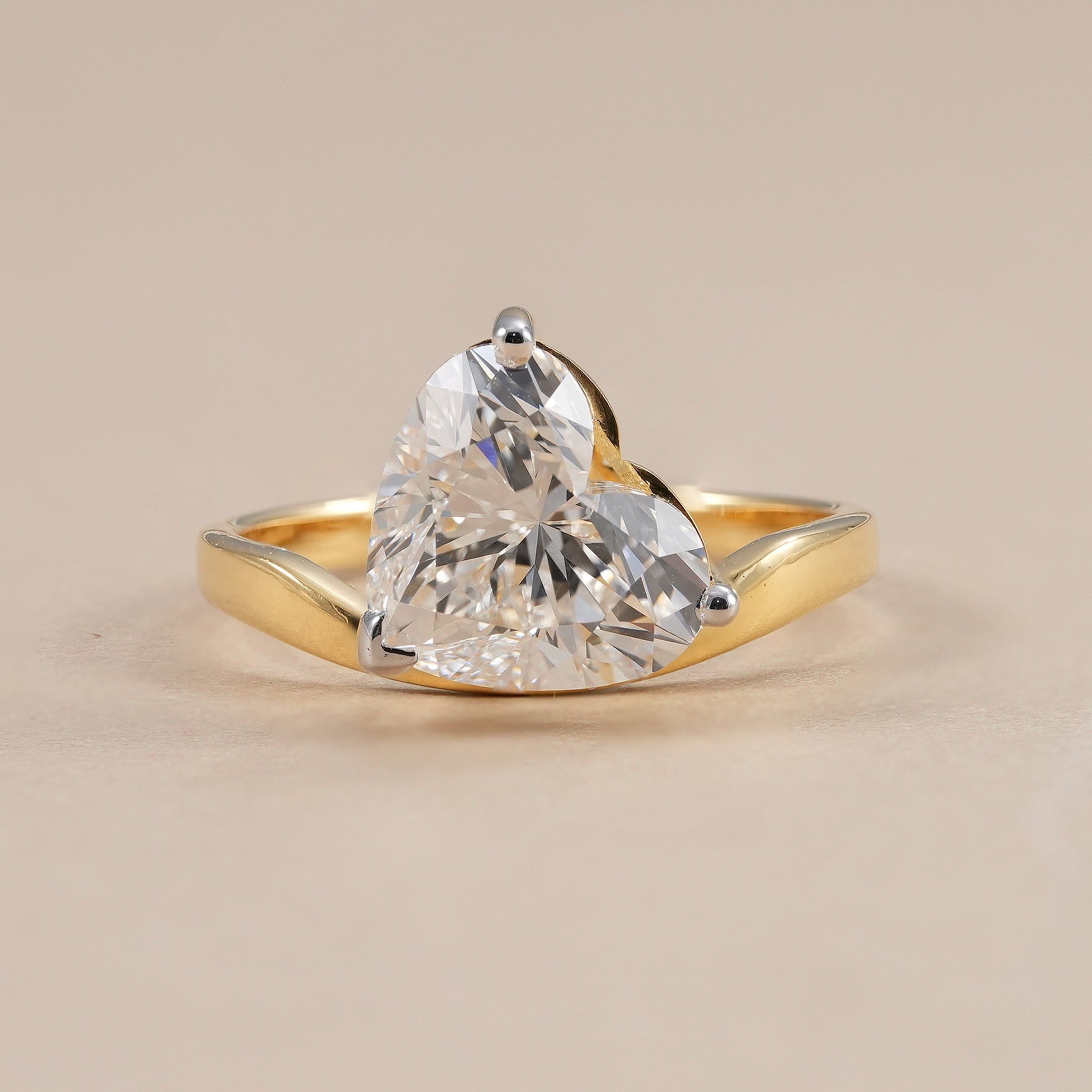 3 CT heart diamond engagement ring with IGI certified lab grown diamond
