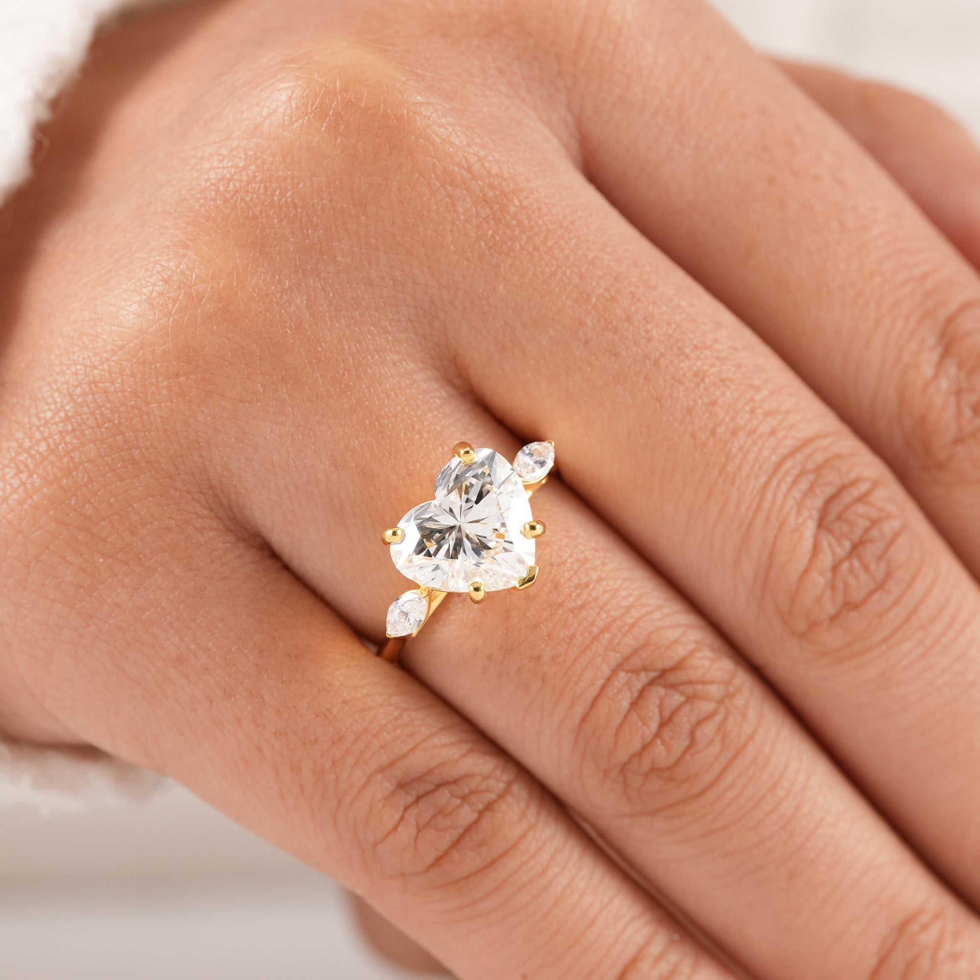 Designer heart shaped lab grown diamond ring for women.