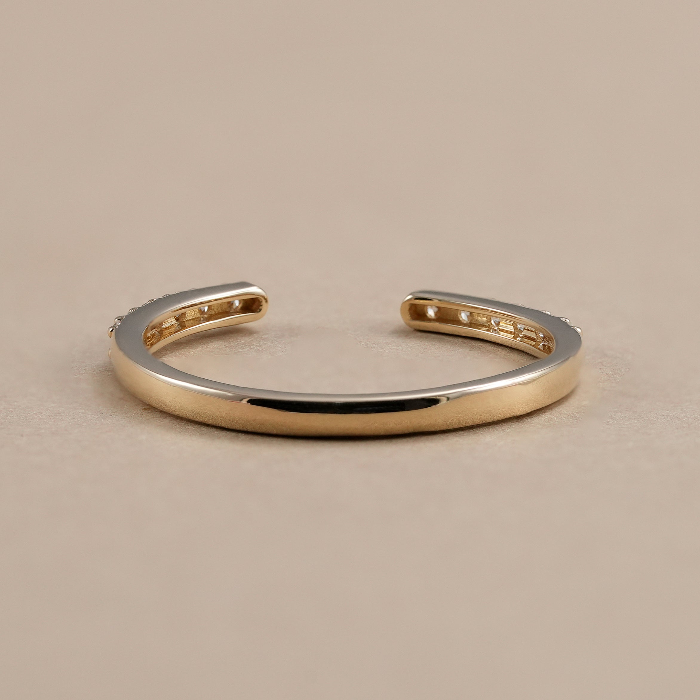 Open-ended diamond wedding band with sparkling lab diamonds