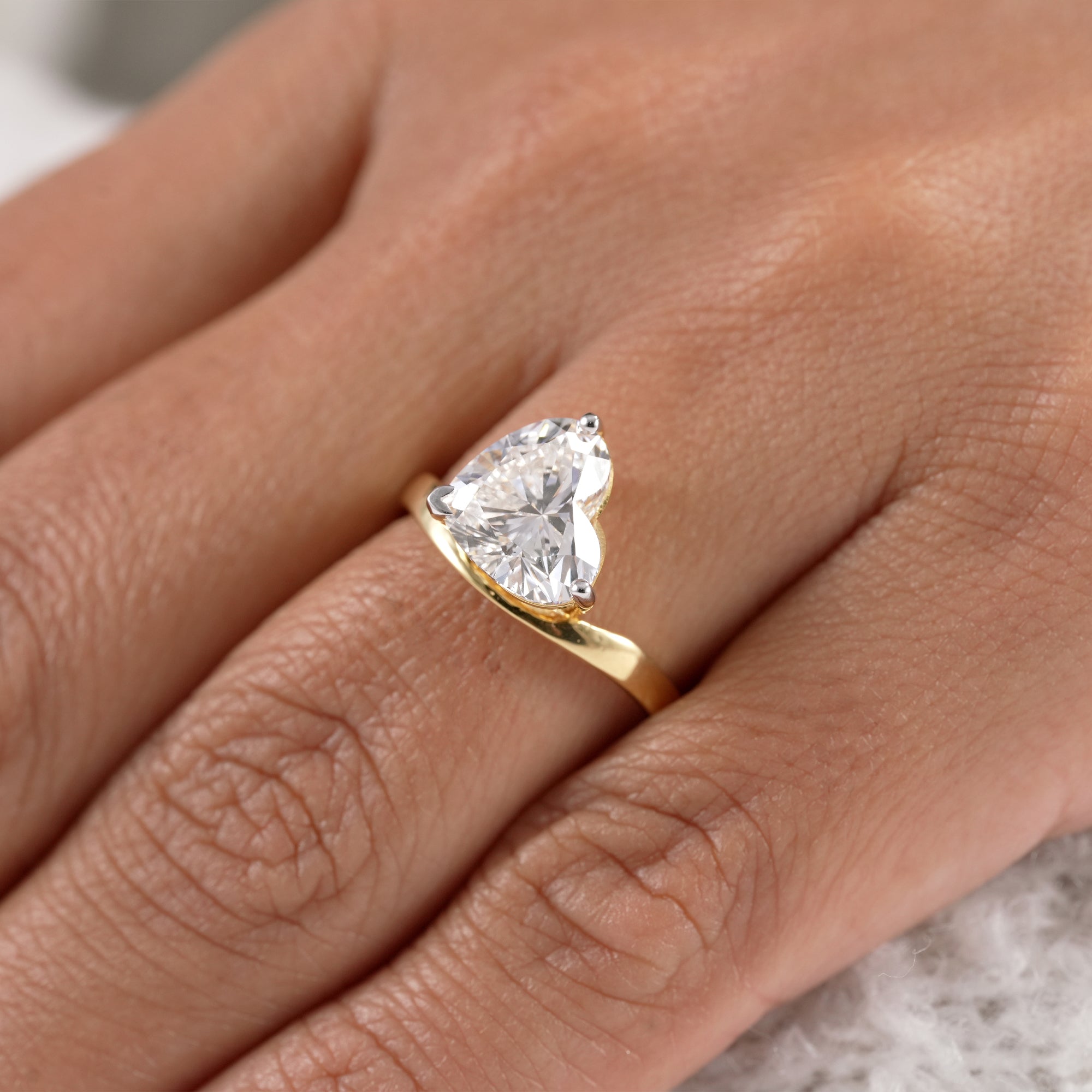 Fine jewelry heart diamond ring with open gallery design