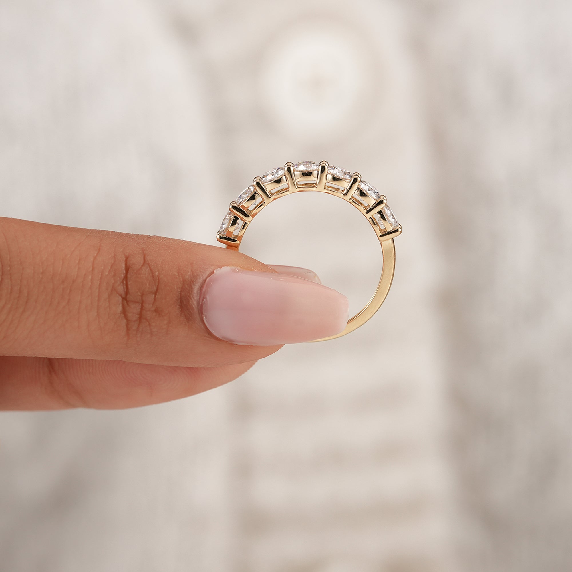 Lab grown diamond half eternity band in solid gold