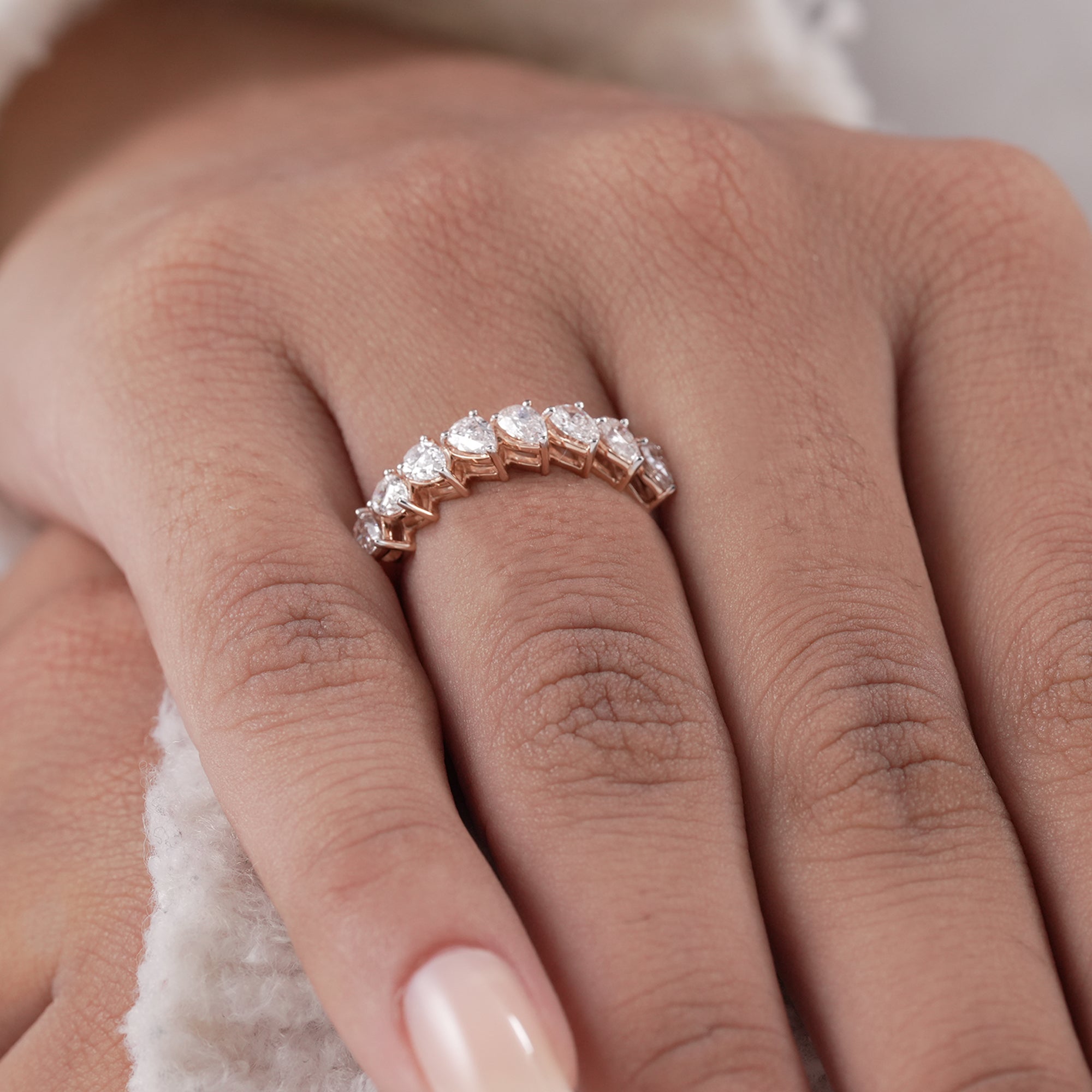 Fine jewelry pear diamond eternity ring
