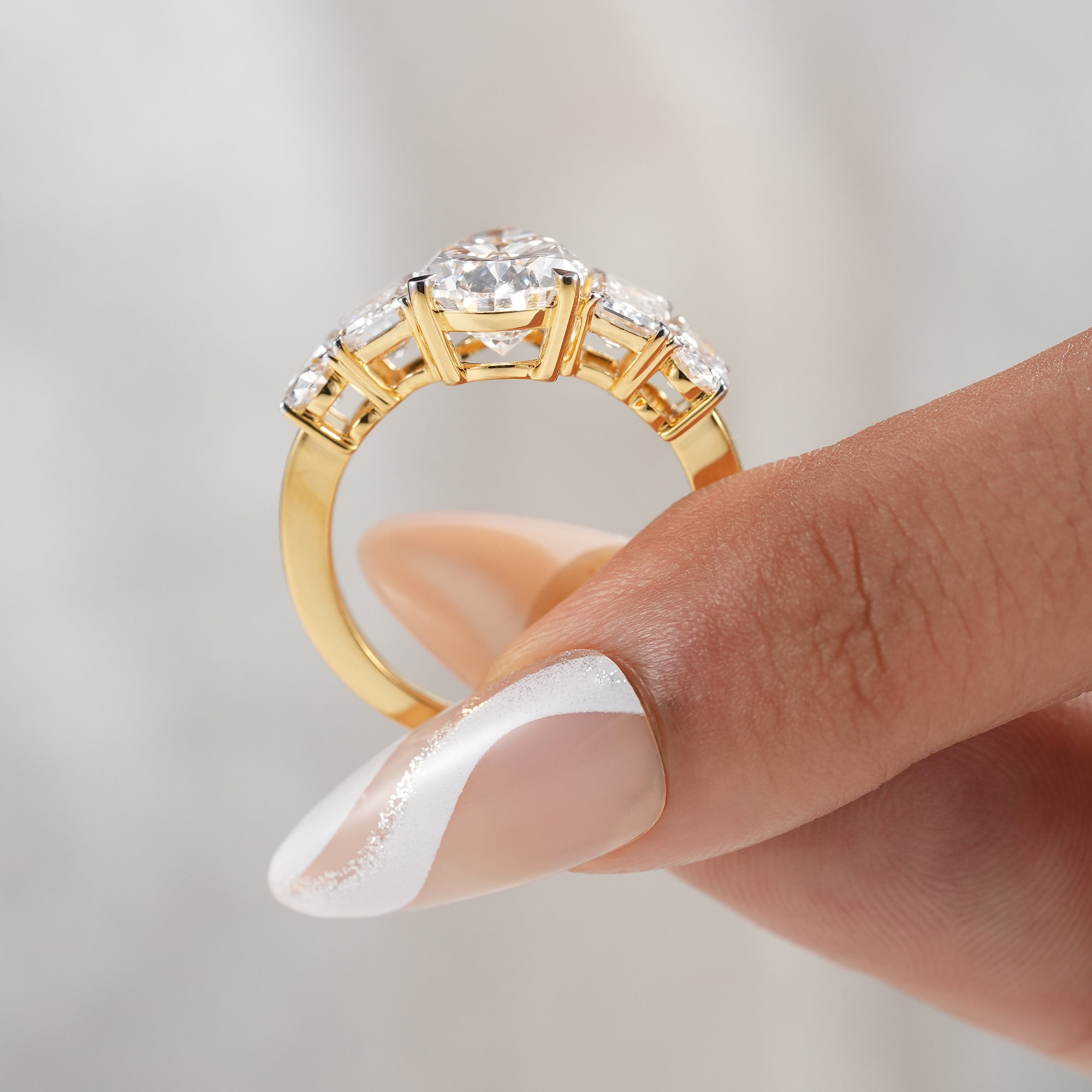 Designer pear cut diamond engagement ring for brides.
