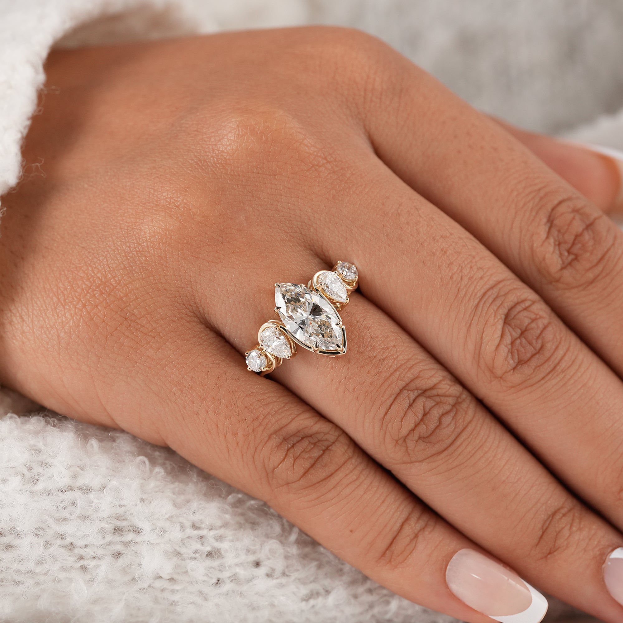 Elegant marquise diamond cocktail ring for women