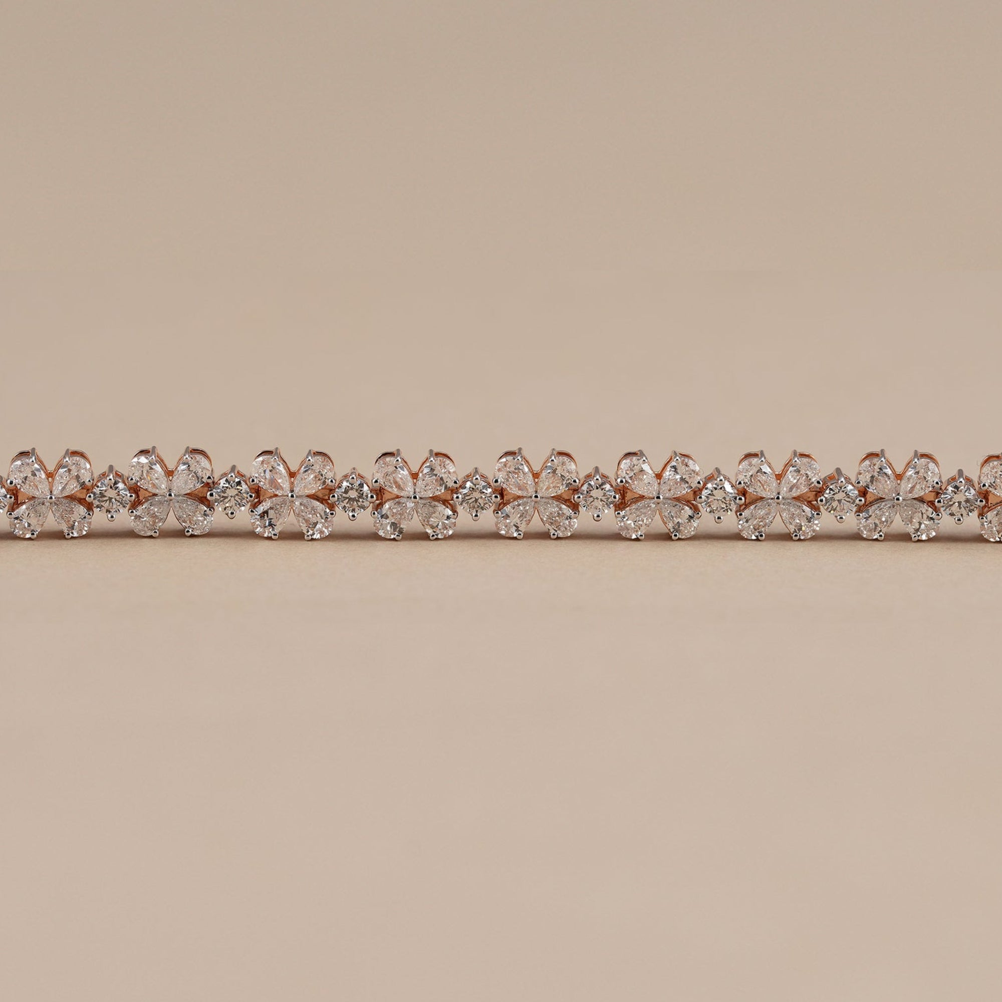 Nature inspired lab grown diamond tennis bracelet with floral design