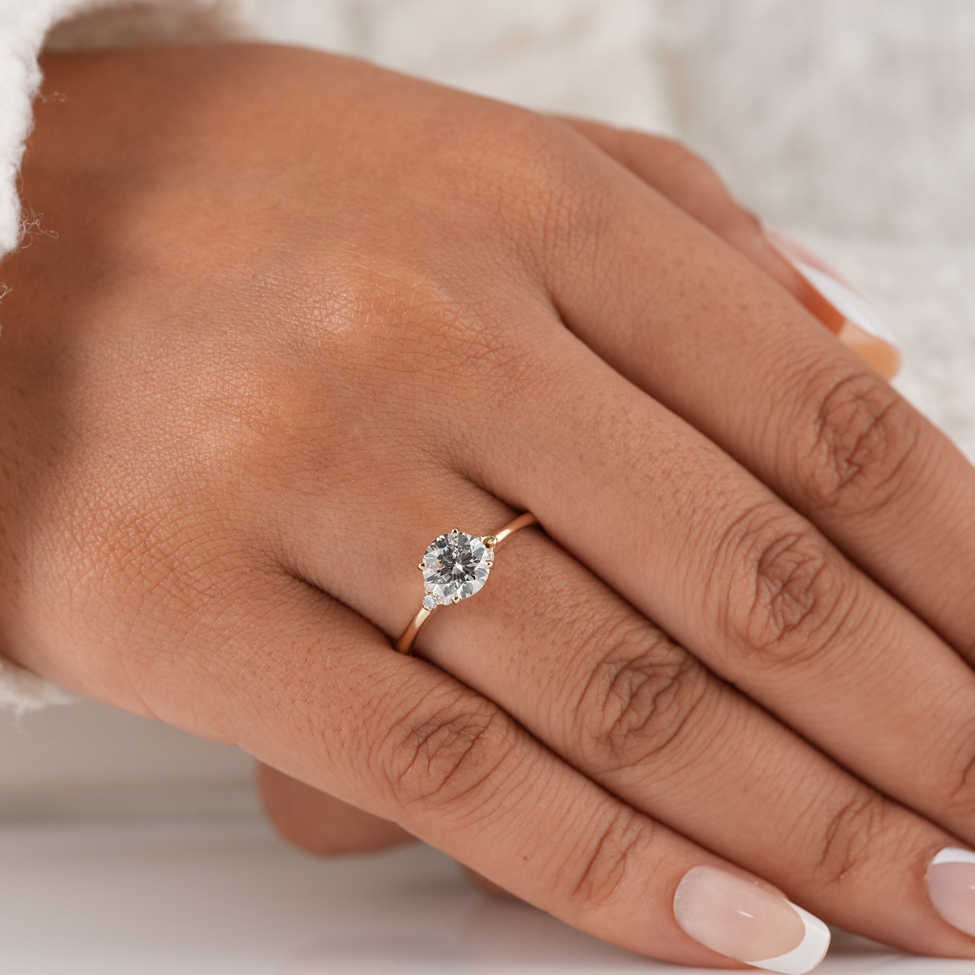 Women's round diamond bridal ring with accent diamonds
