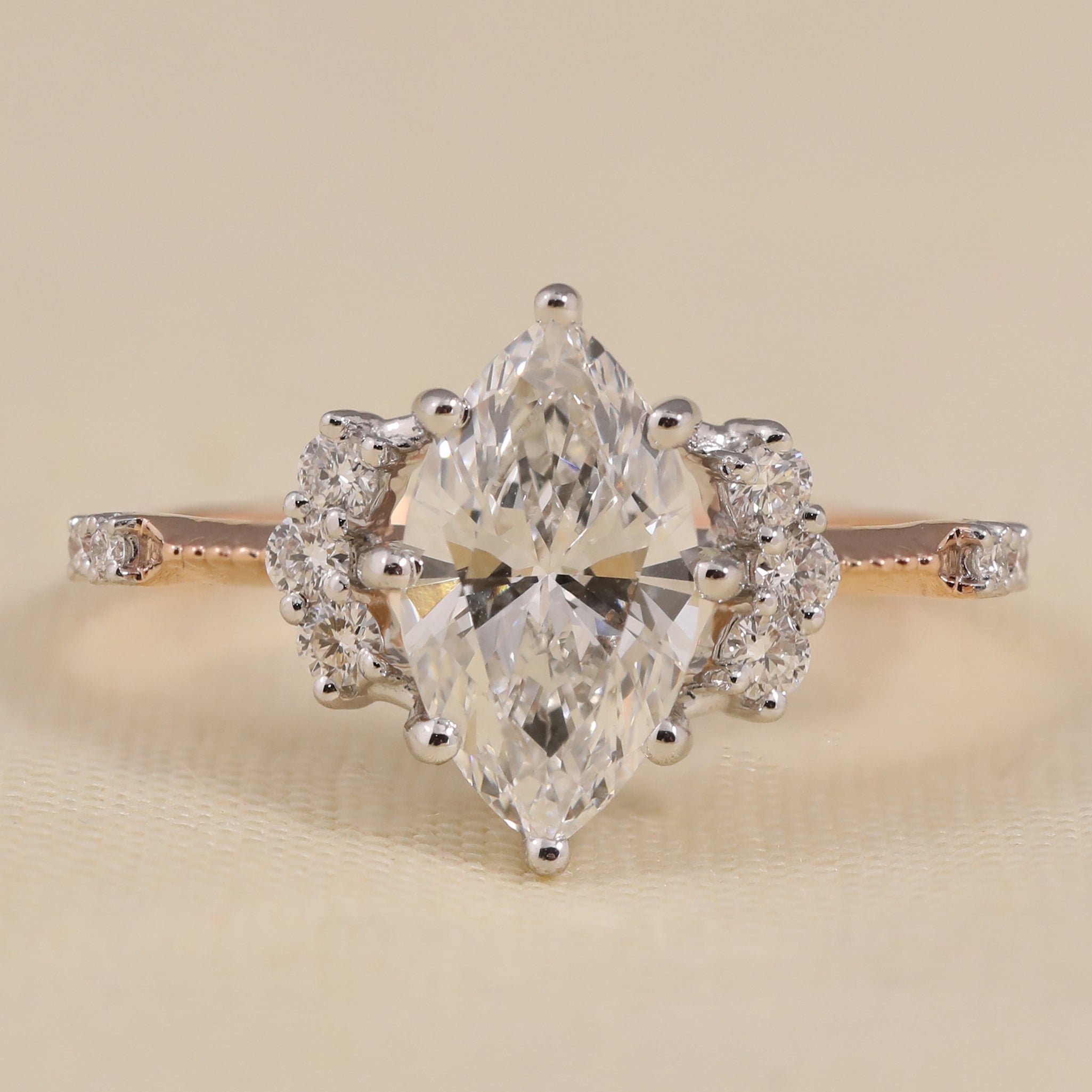 Marquise cut lab grown diamond engagement ring for proposal
