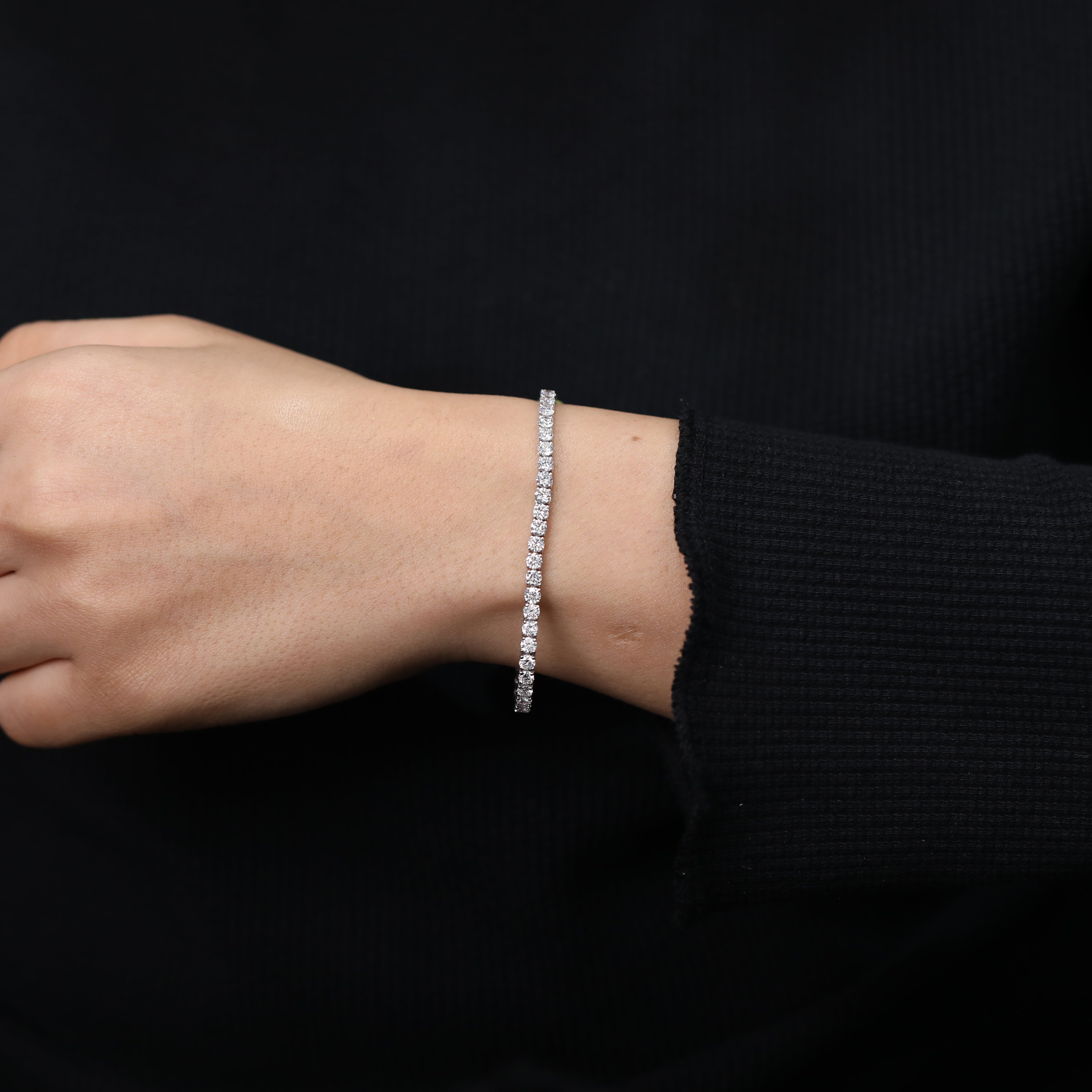 Round Cut Lab Grown Diamond Tennis Bracelet