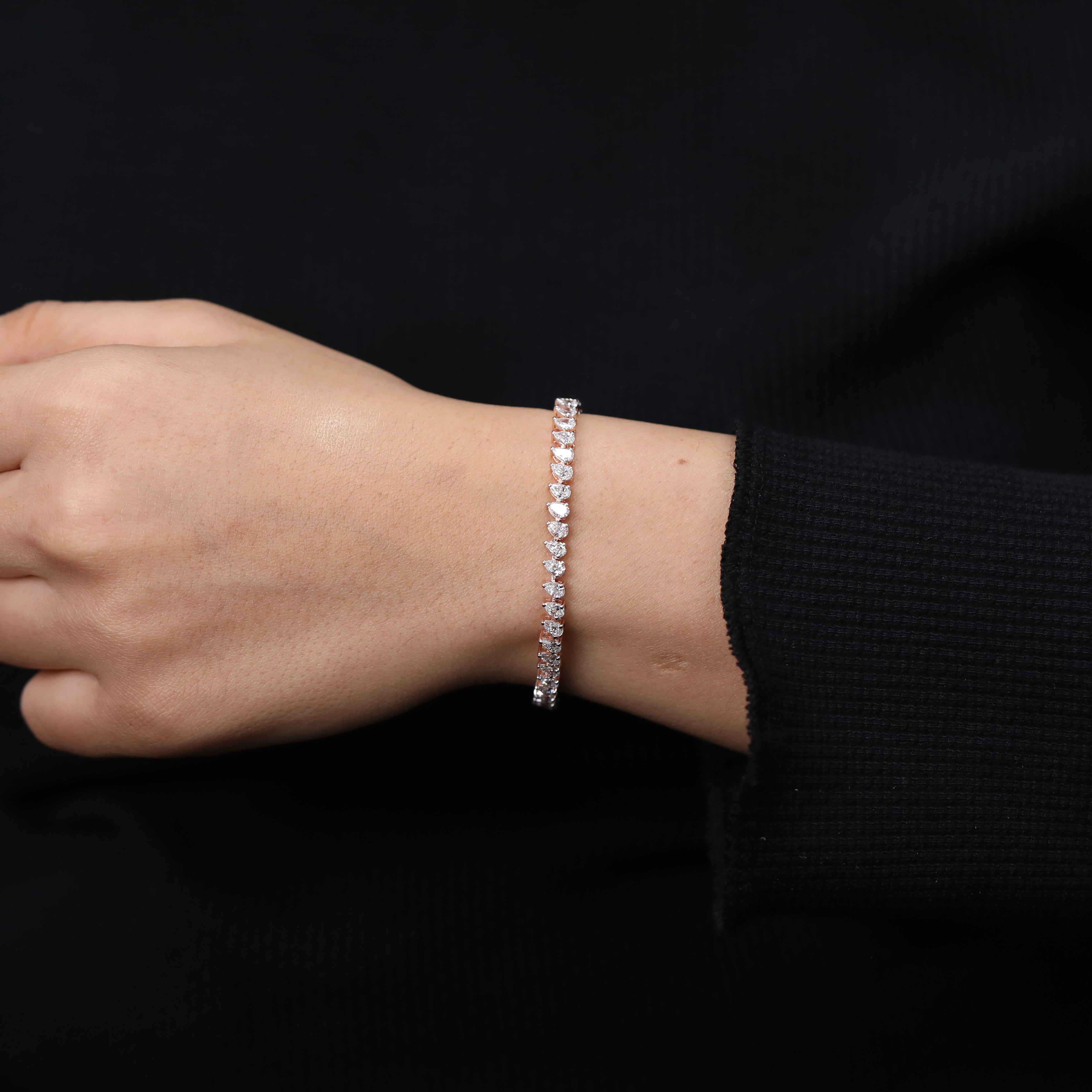 Pear Cut Lab Grown Diamond Tennis Bracelet