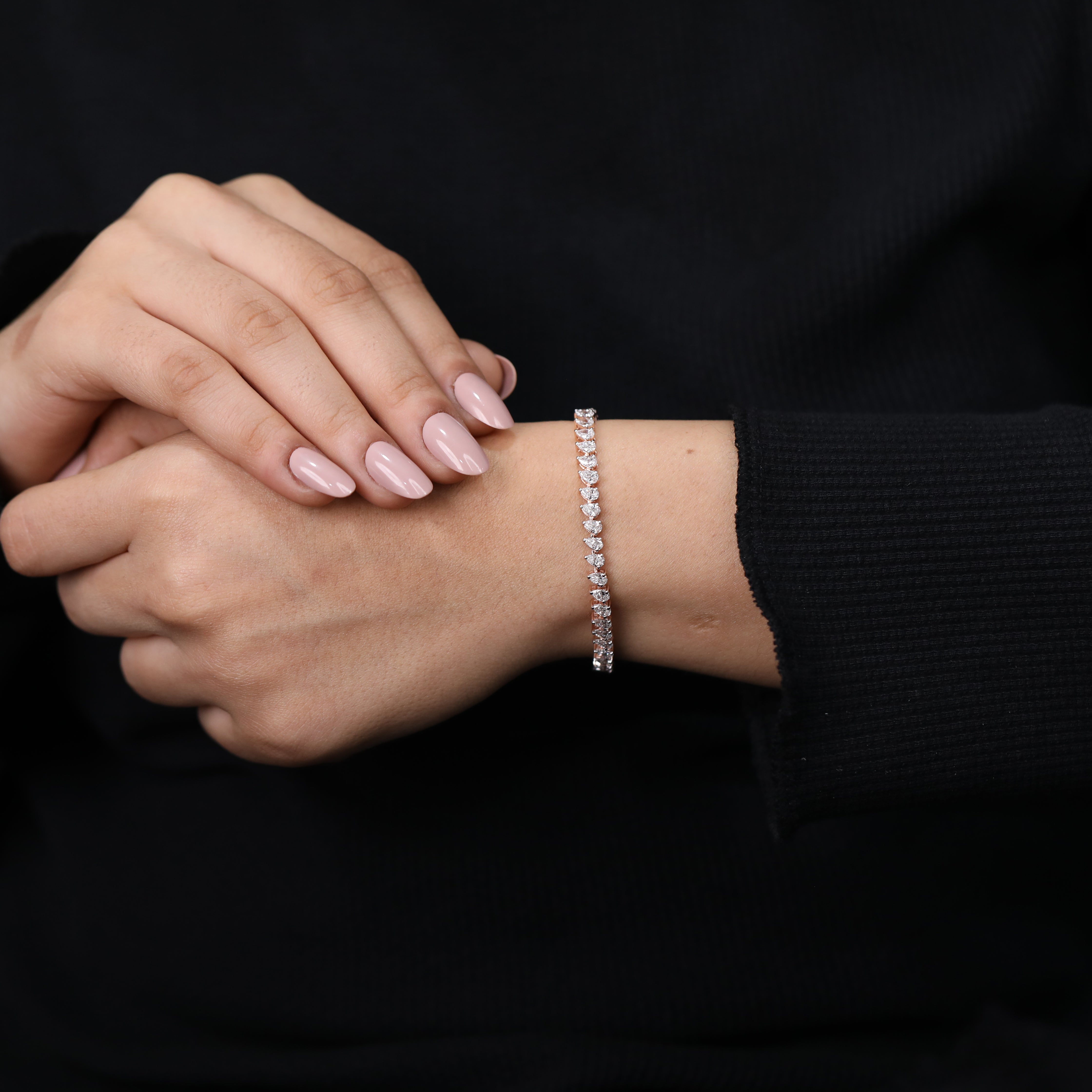 Pear Cut Lab Grown Diamond Tennis Bracelet
