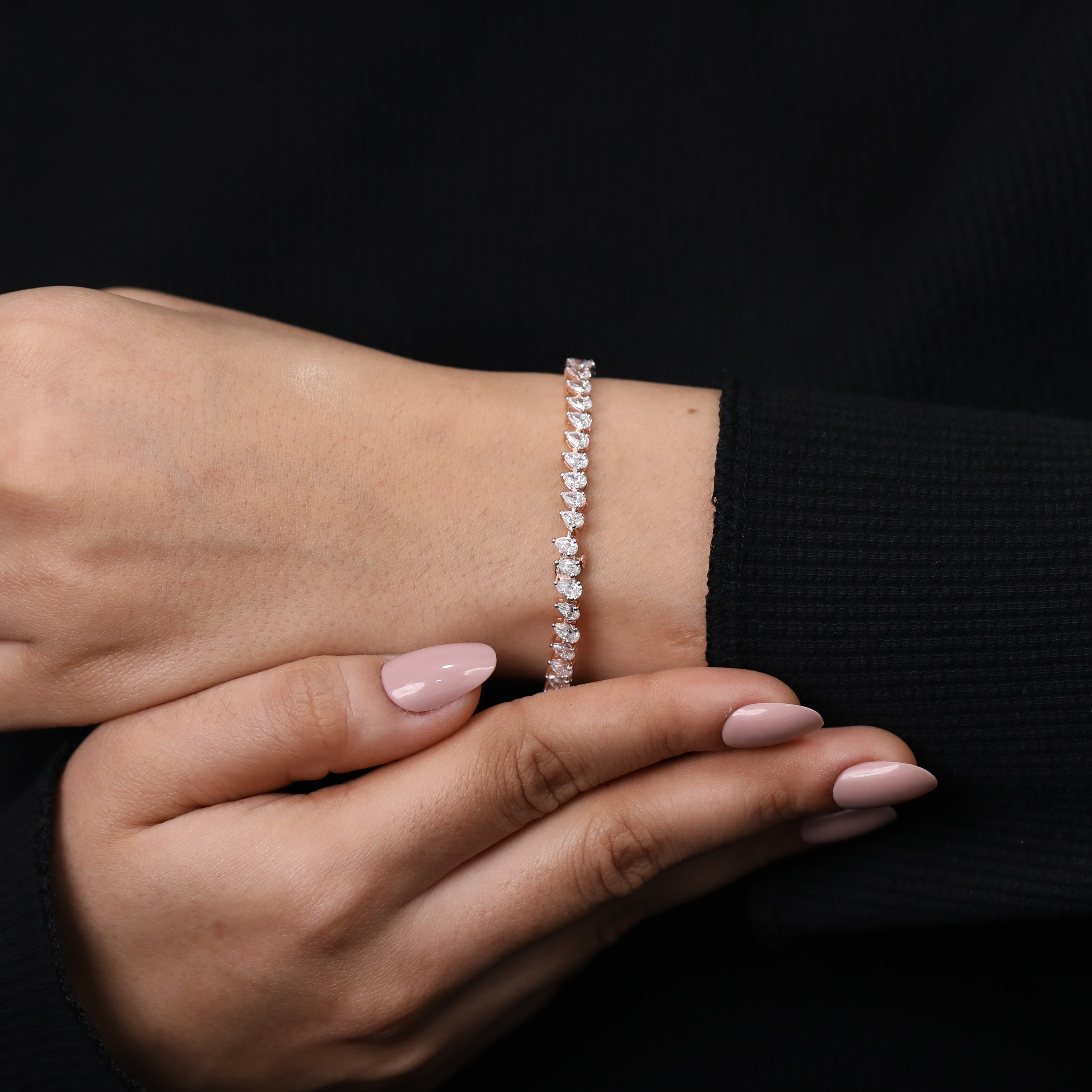 Pear Cut Lab Grown Diamond Tennis Bracelet