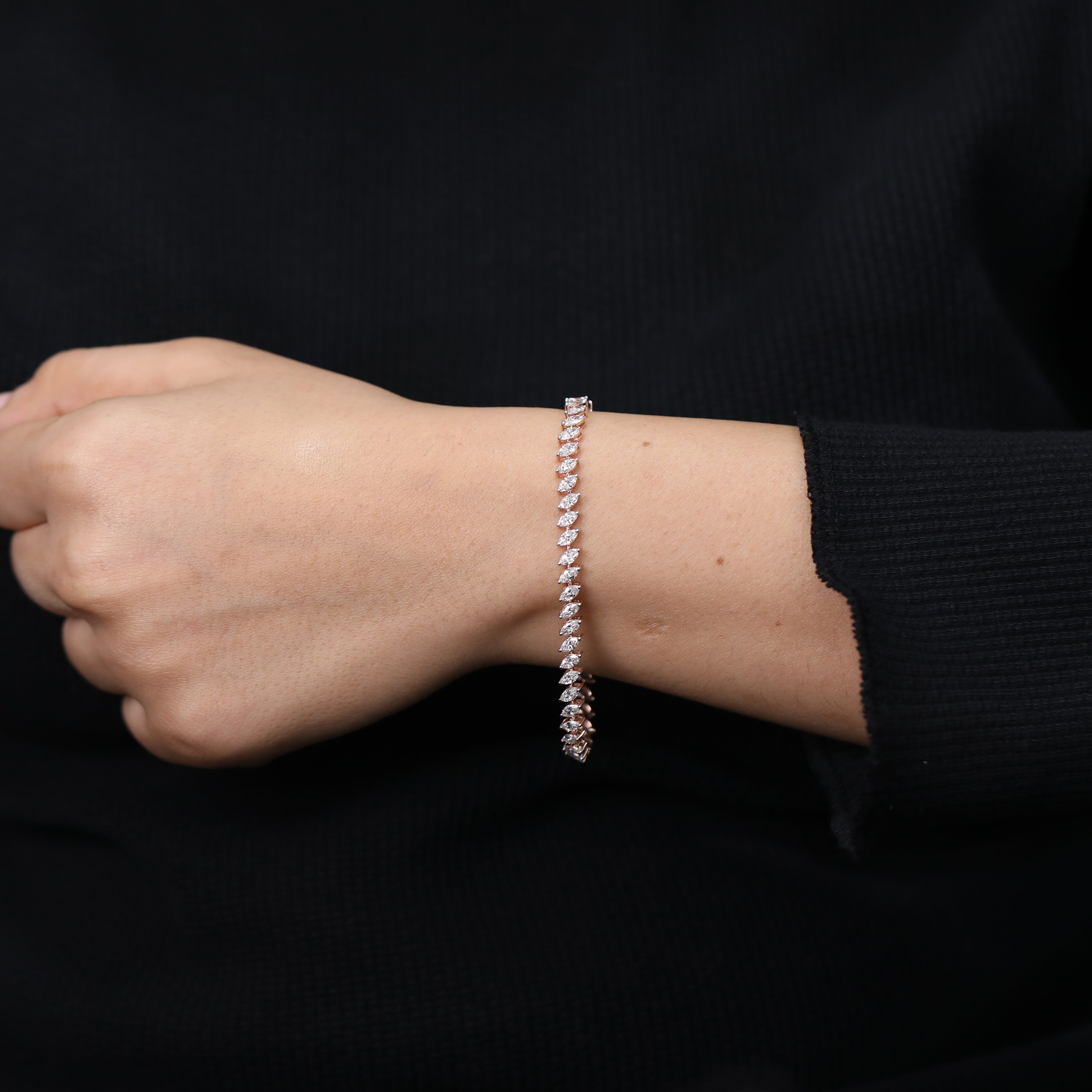 Marquise Cut Lab Diamond Tennis Bracelet