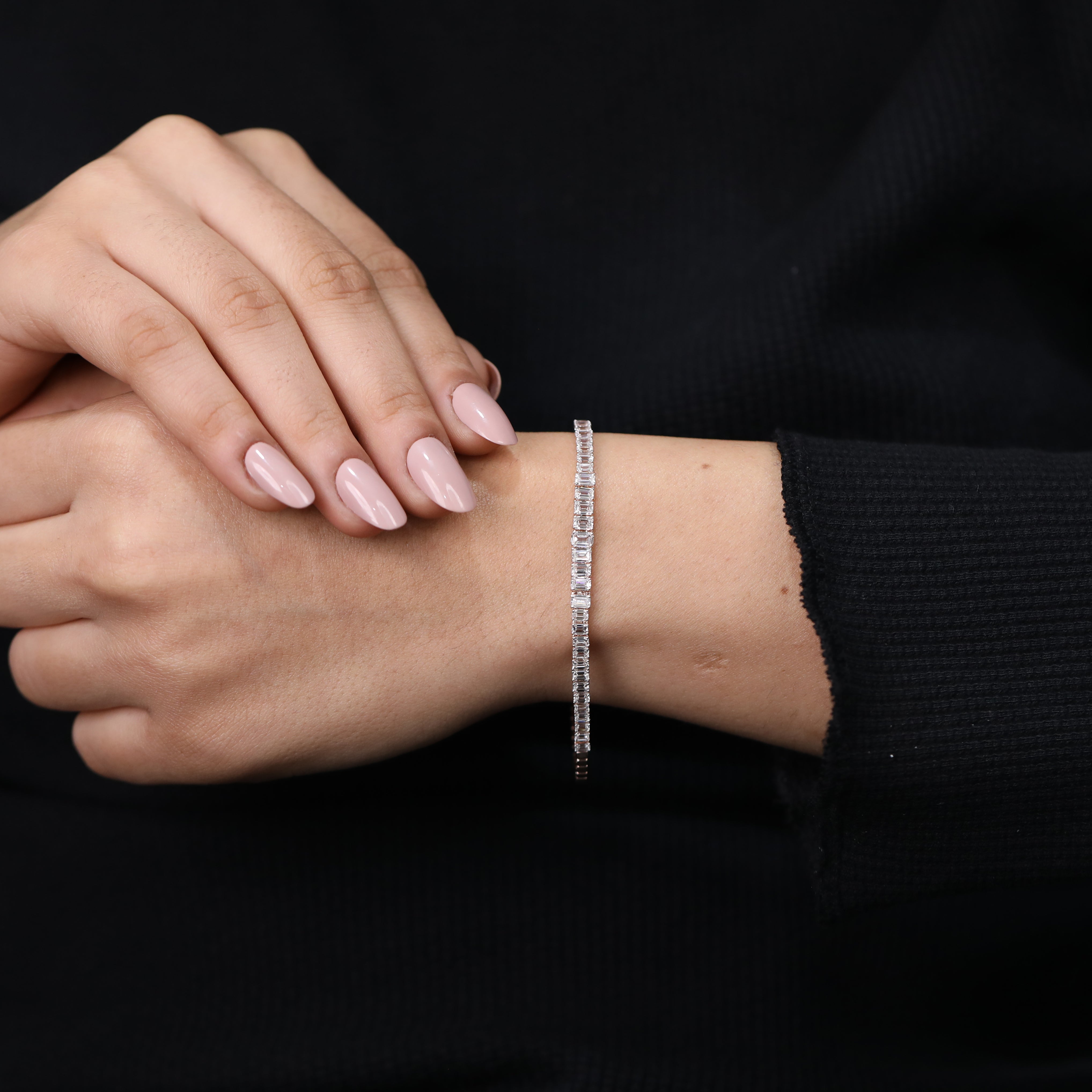 Emerald Cut Lab Diamond Half Tennis Bracelet