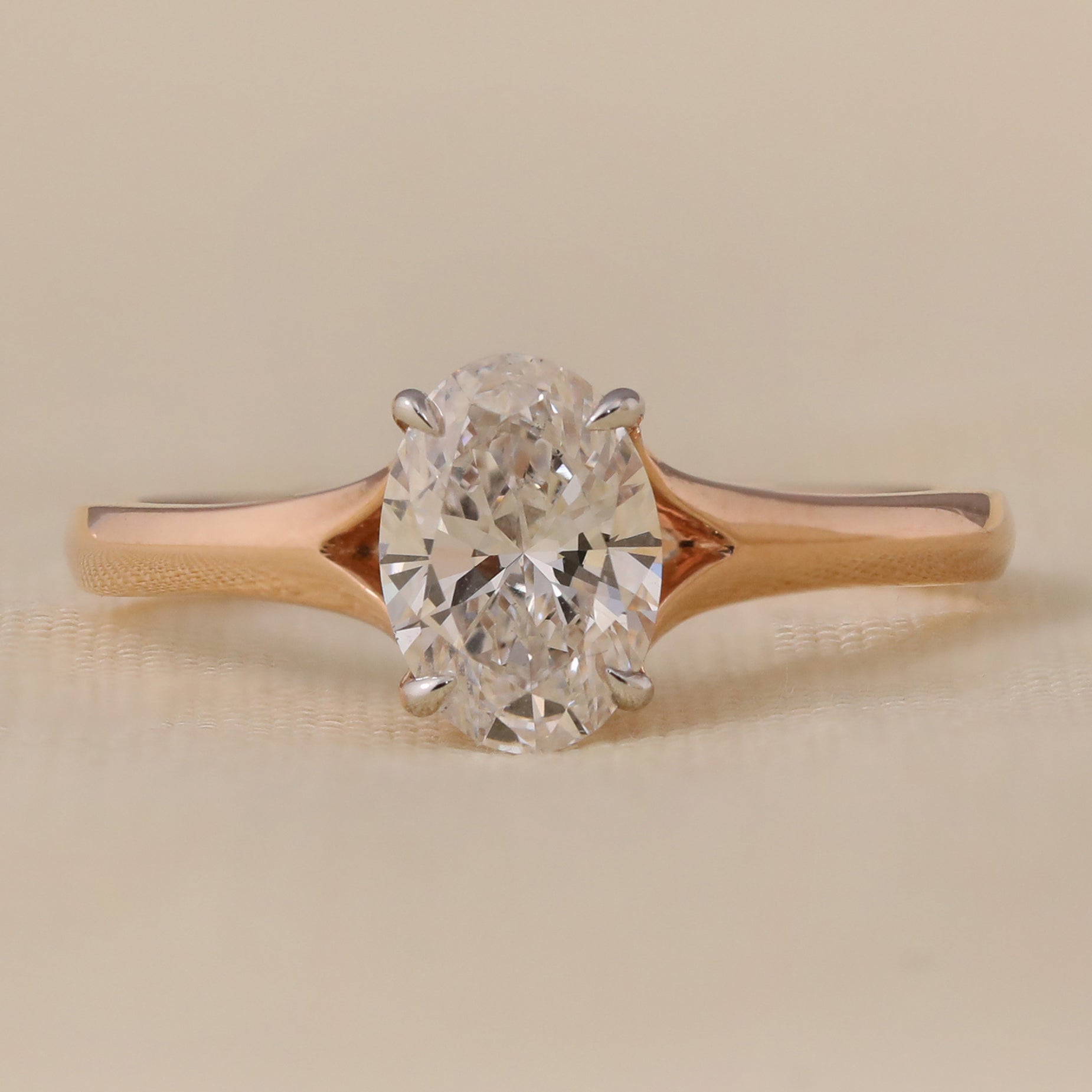 Lab grown oval solitaire ring for engagement proposal