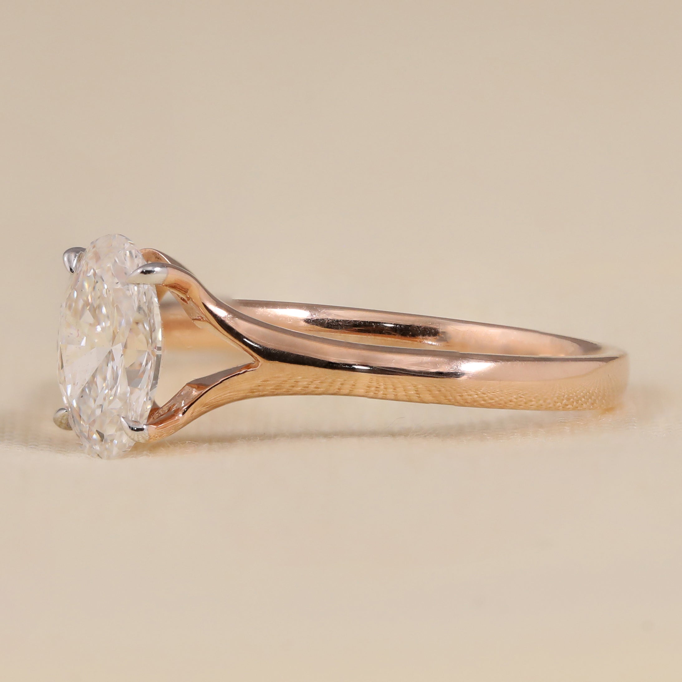 Luxury oval solitaire ring with lab grown diamond bridal