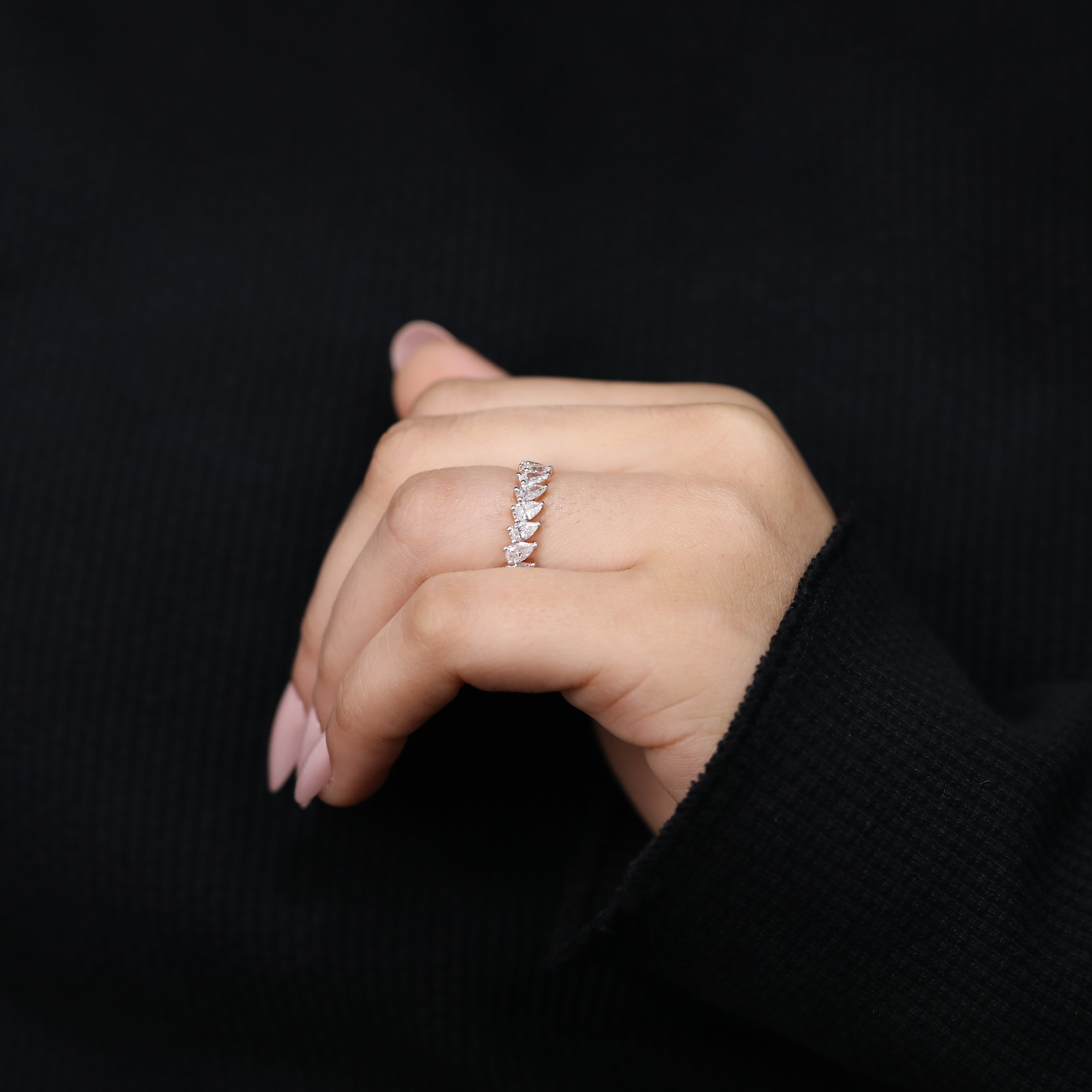 Brilliant pear lab grown diamond eternity band promise