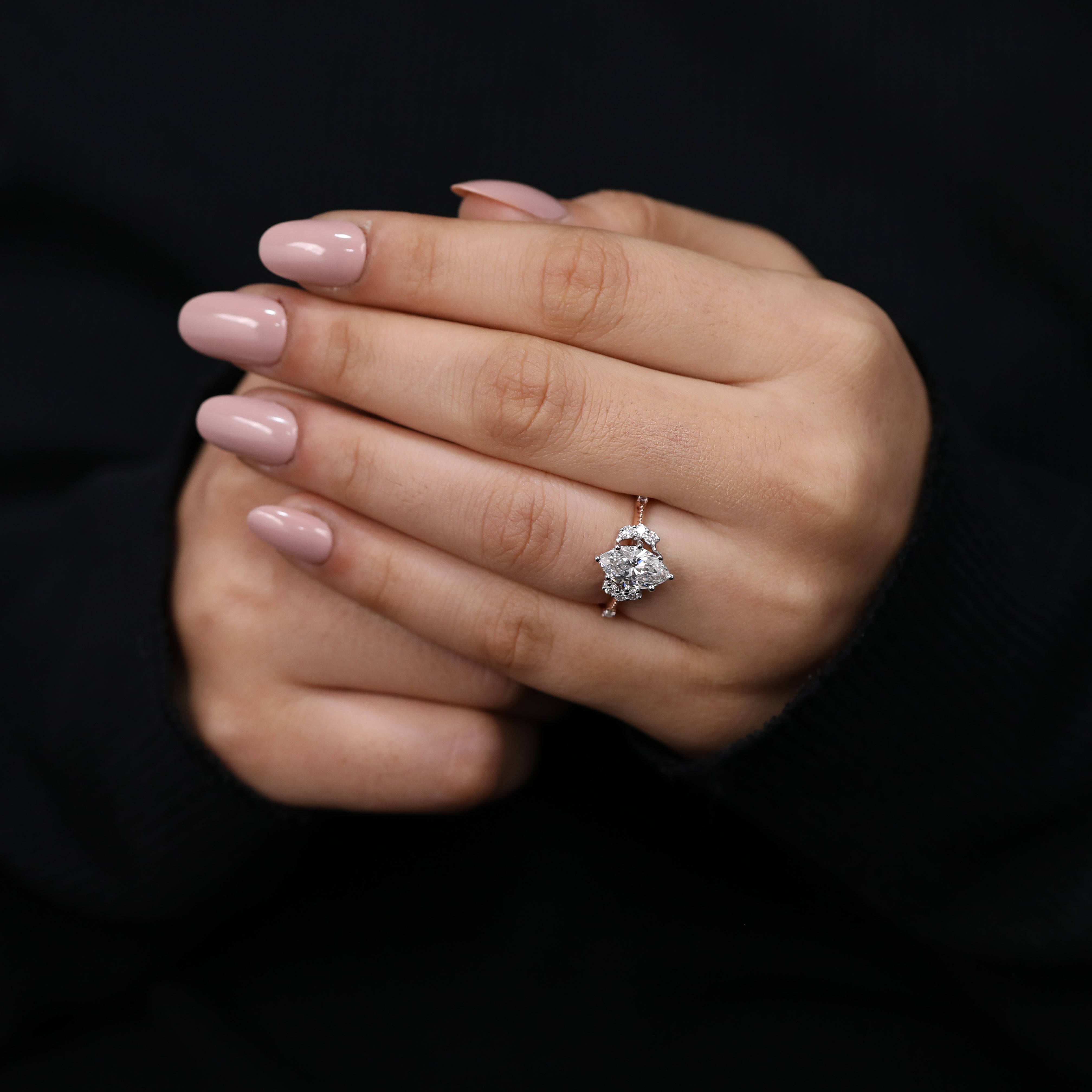 Classic engagement ring showcasing marquise lab created diamond