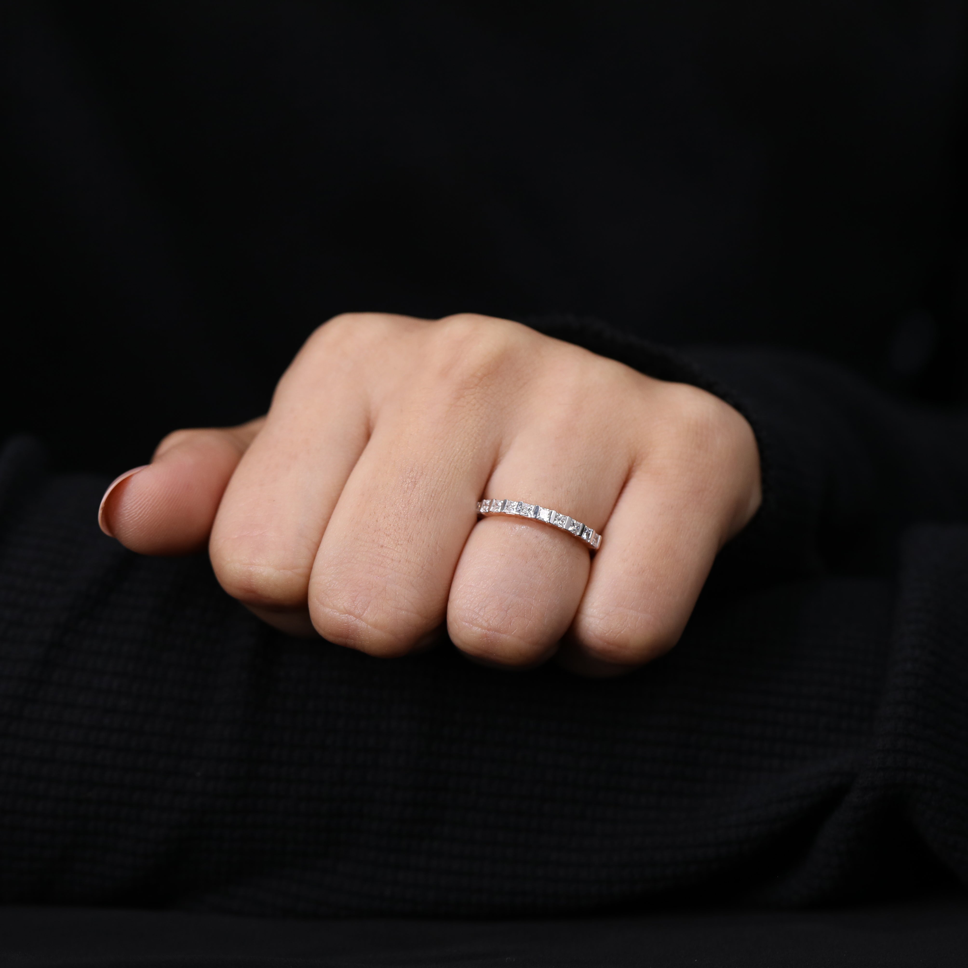 Elegant princess lab created diamond band for milestone anniversary