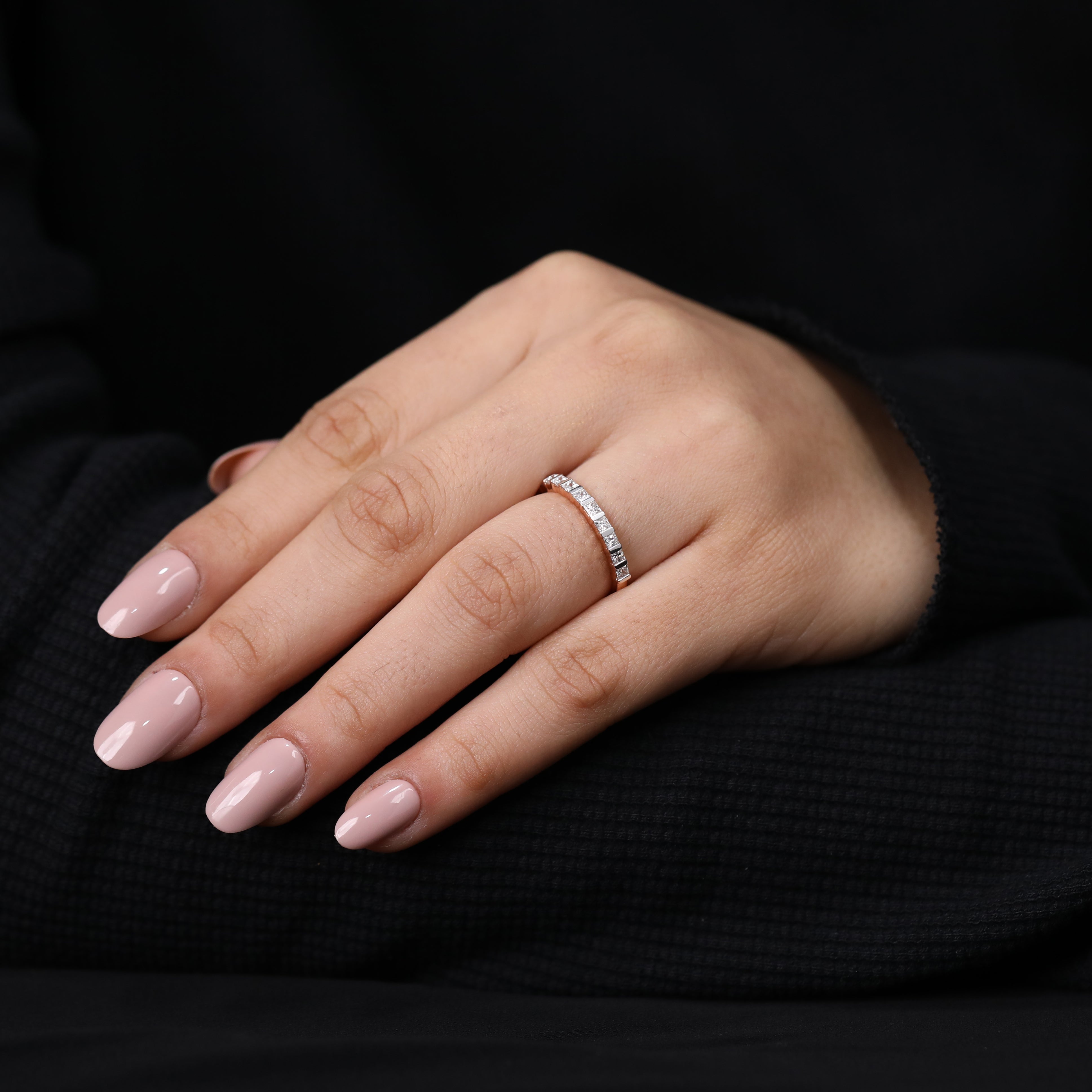 Timeless channel set lab grown diamond band promise ring