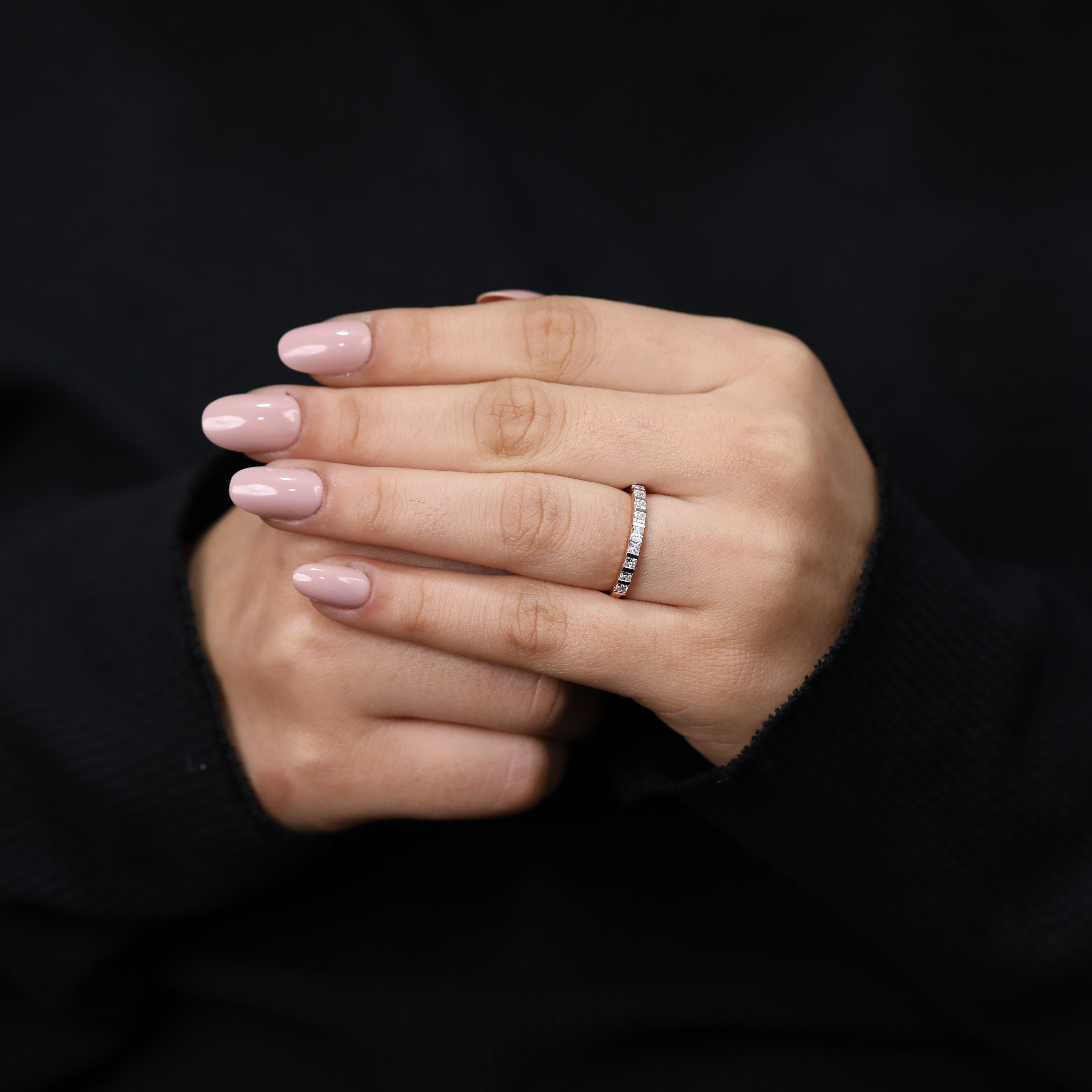 Classic channel set princess lab grown diamond band wedding style