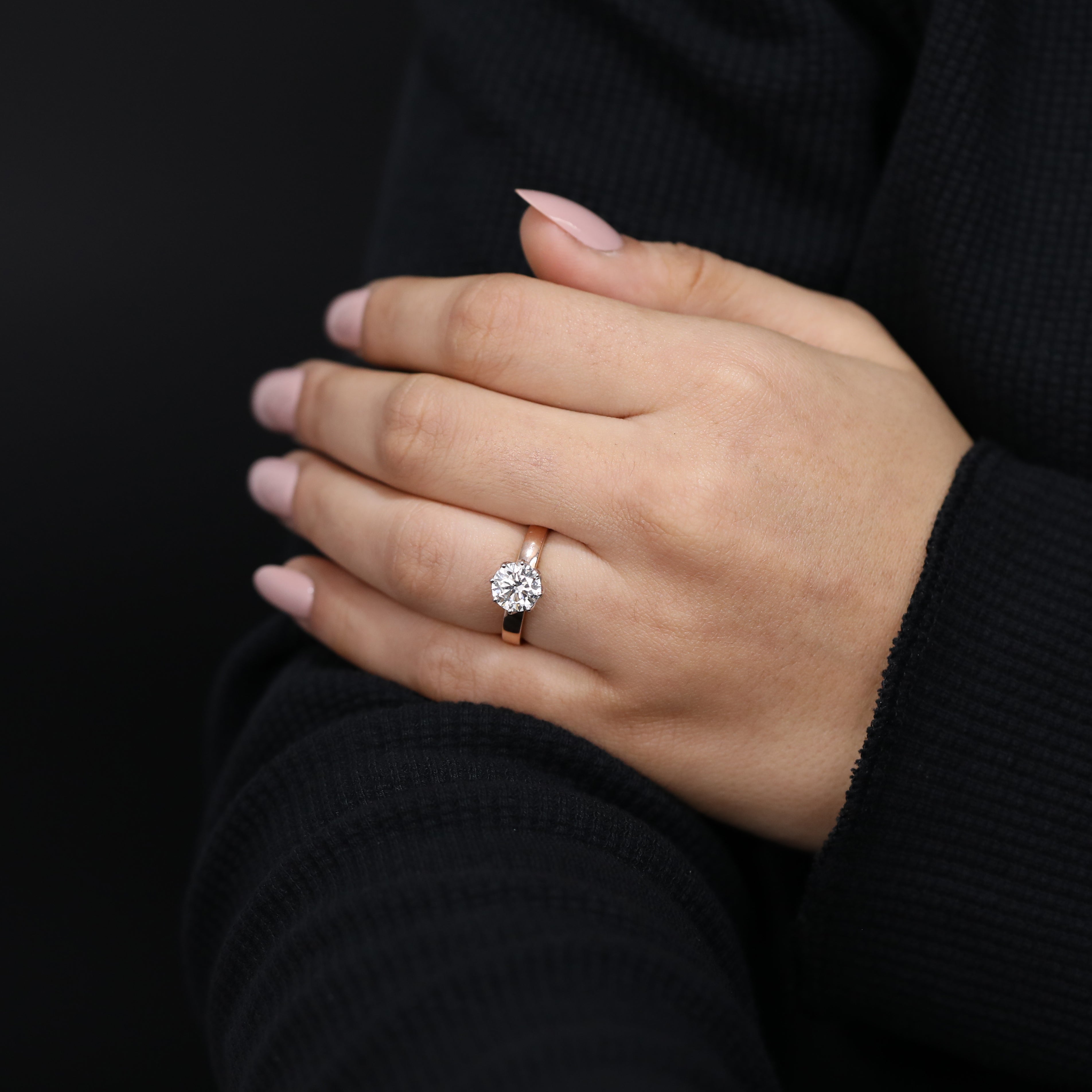 Modern engagement ring styled with round lab grown diamond