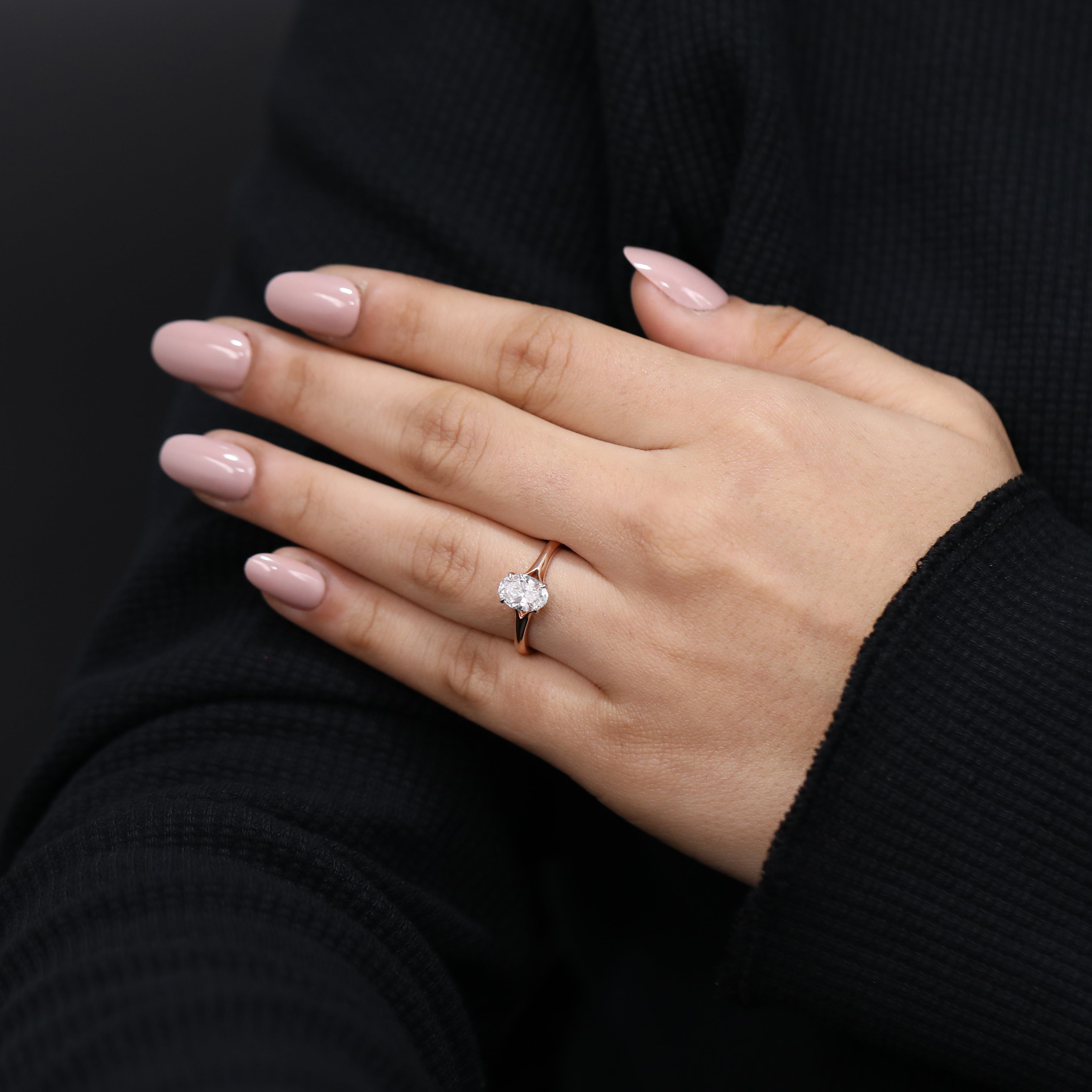 Luxury oval solitaire ring with lab grown diamond bridal