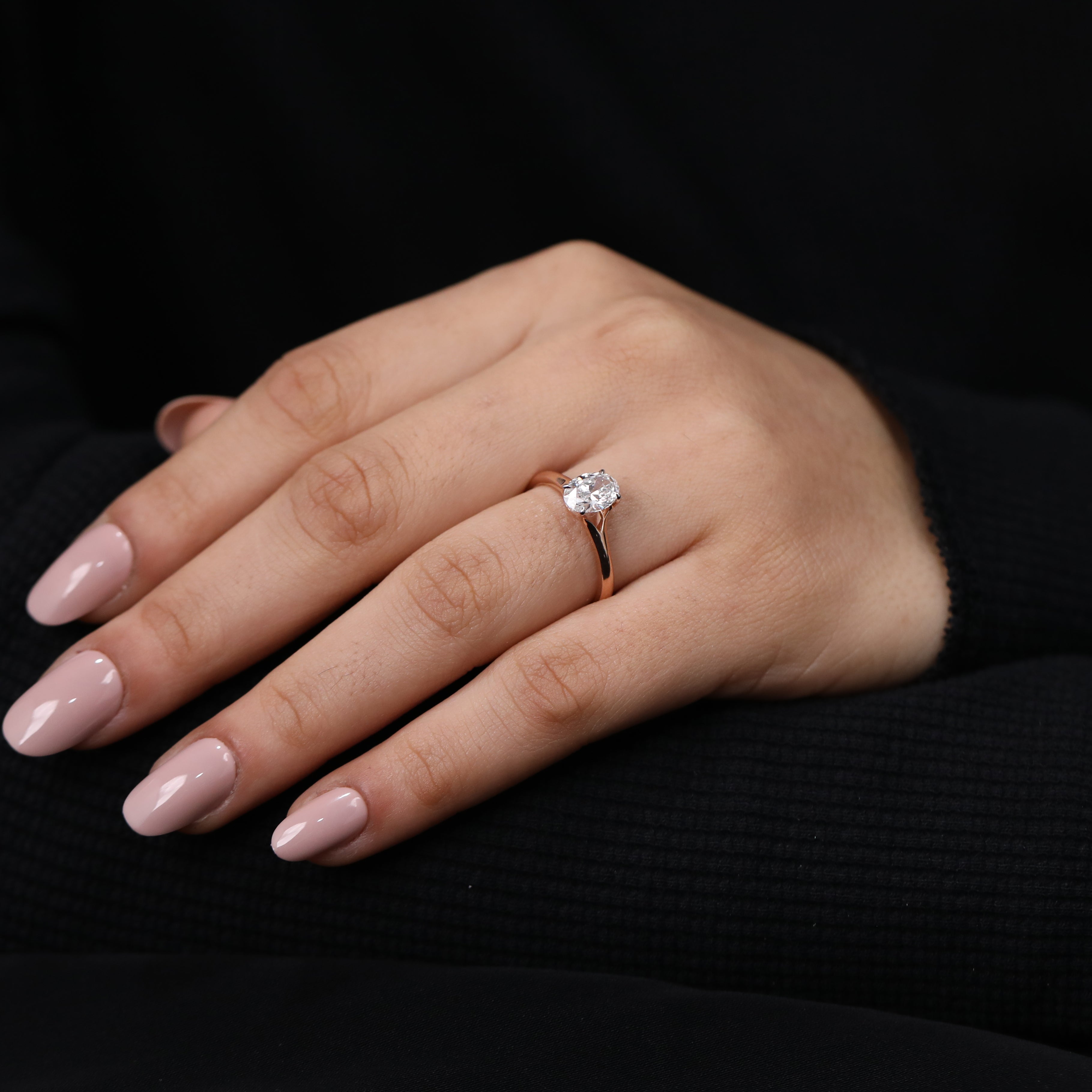 Timeless oval solitaire ring featuring lab grown diamond