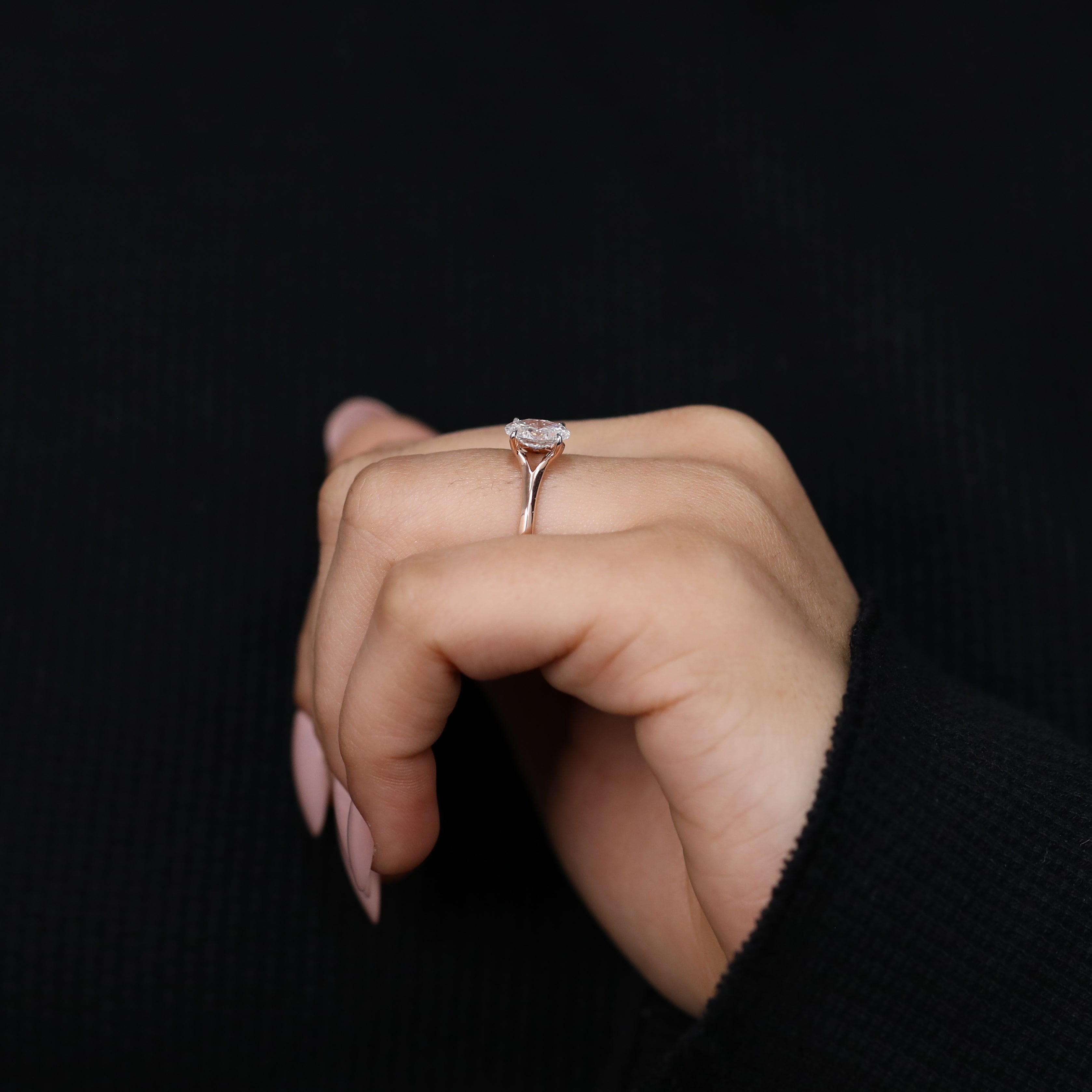 Modern oval lab created diamond ring special celebration