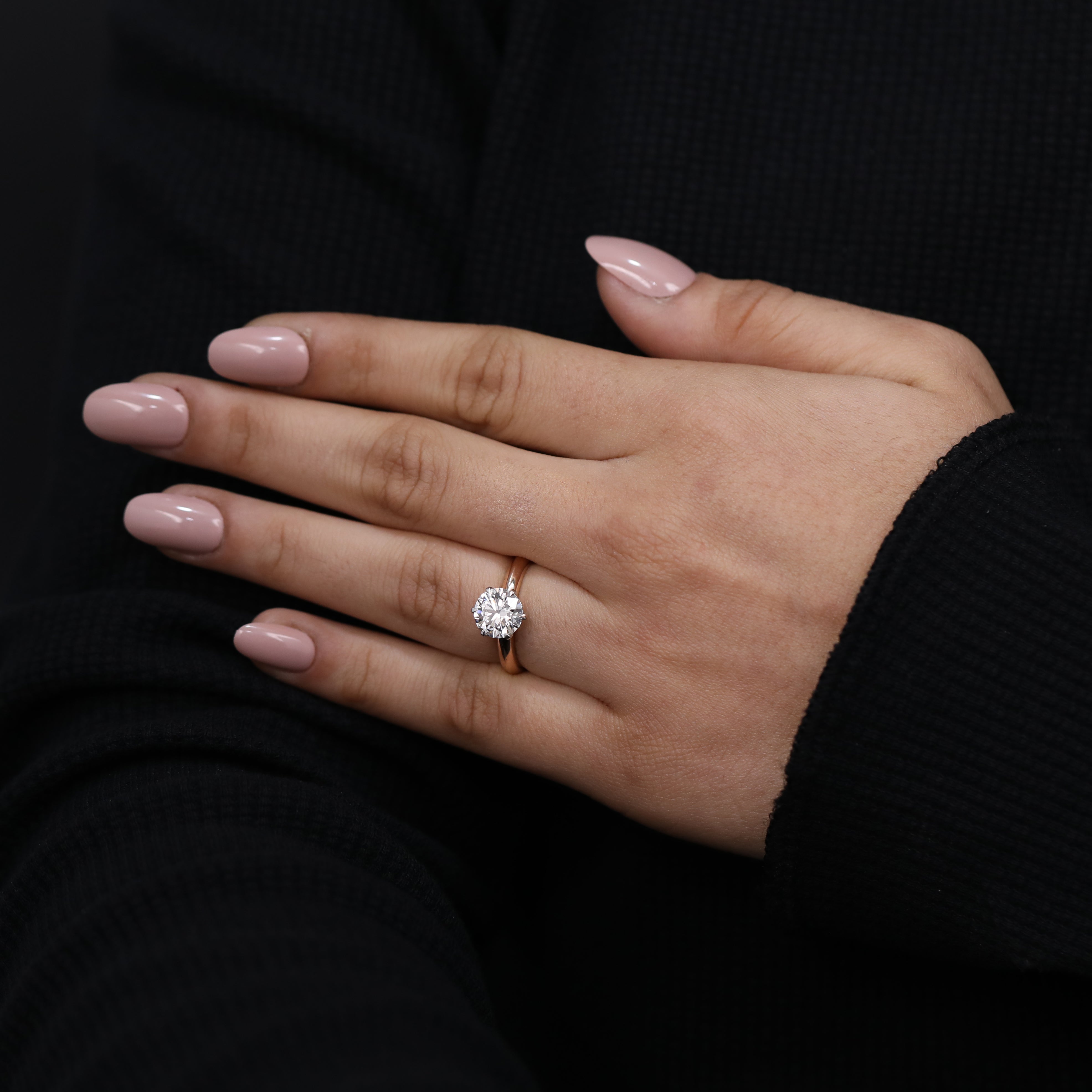 Luxury round lab created diamond ring for bridal celebration