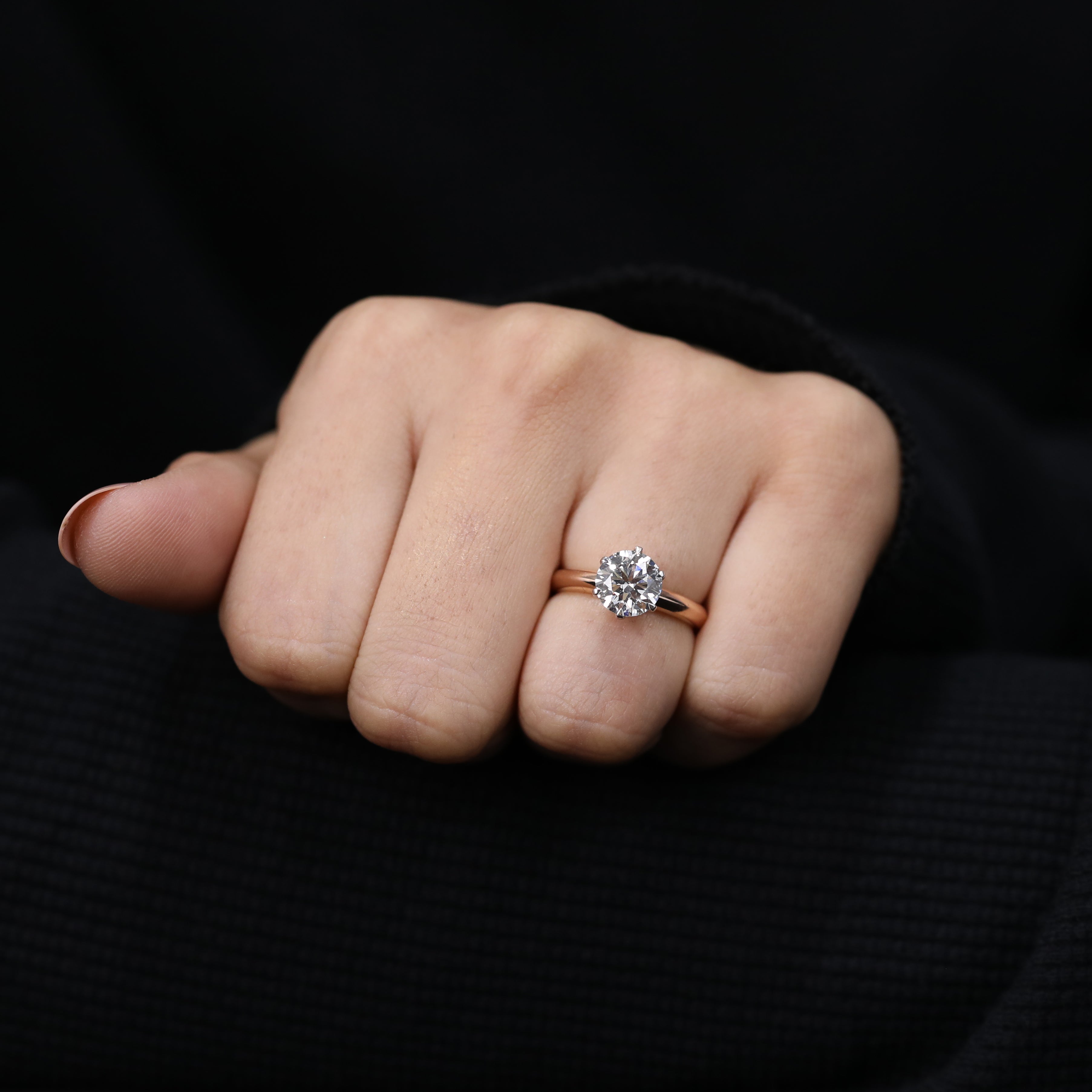 Romantic promise ring styled with round lab created diamond