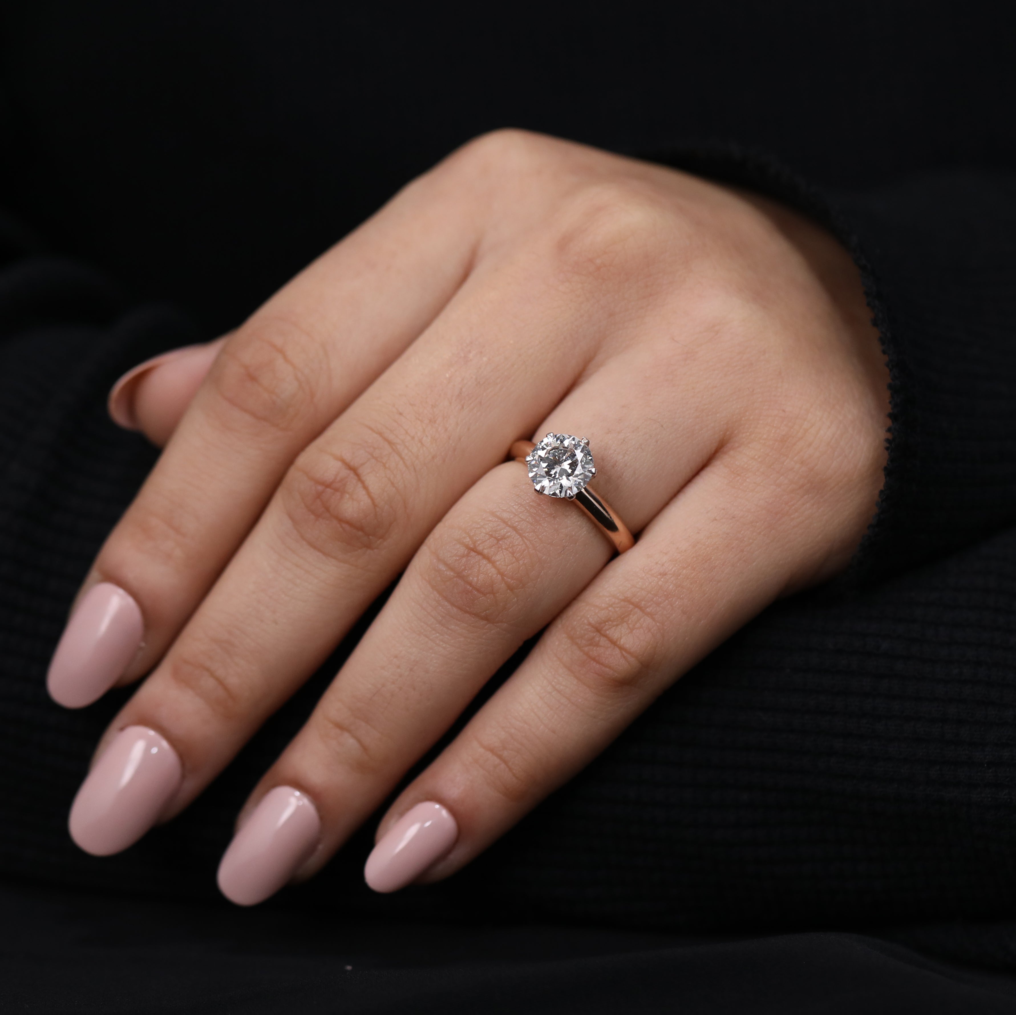 Elegant round lab grown diamond solitaire ring for wedding