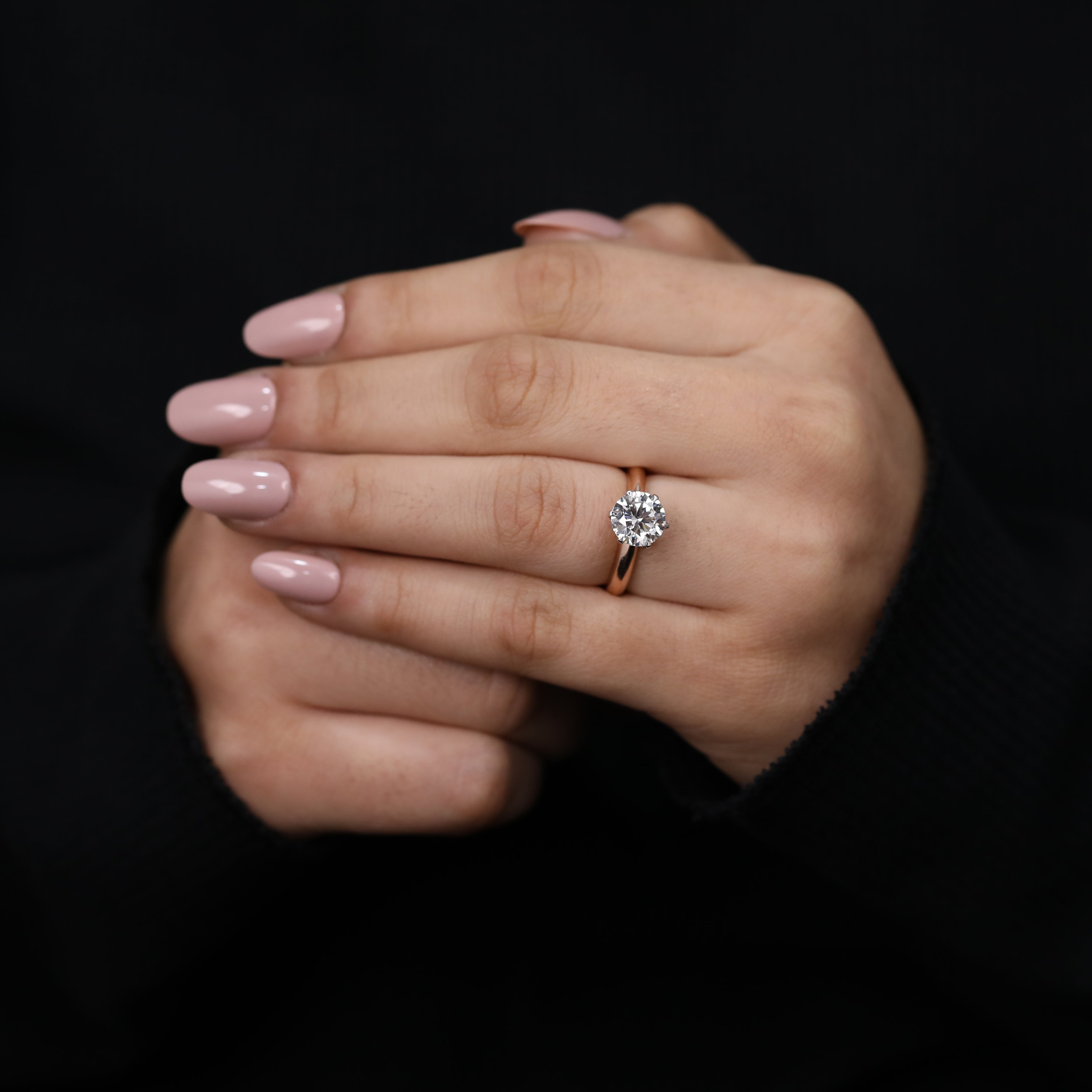 Modern engagement ring with round lab created diamond sparkle