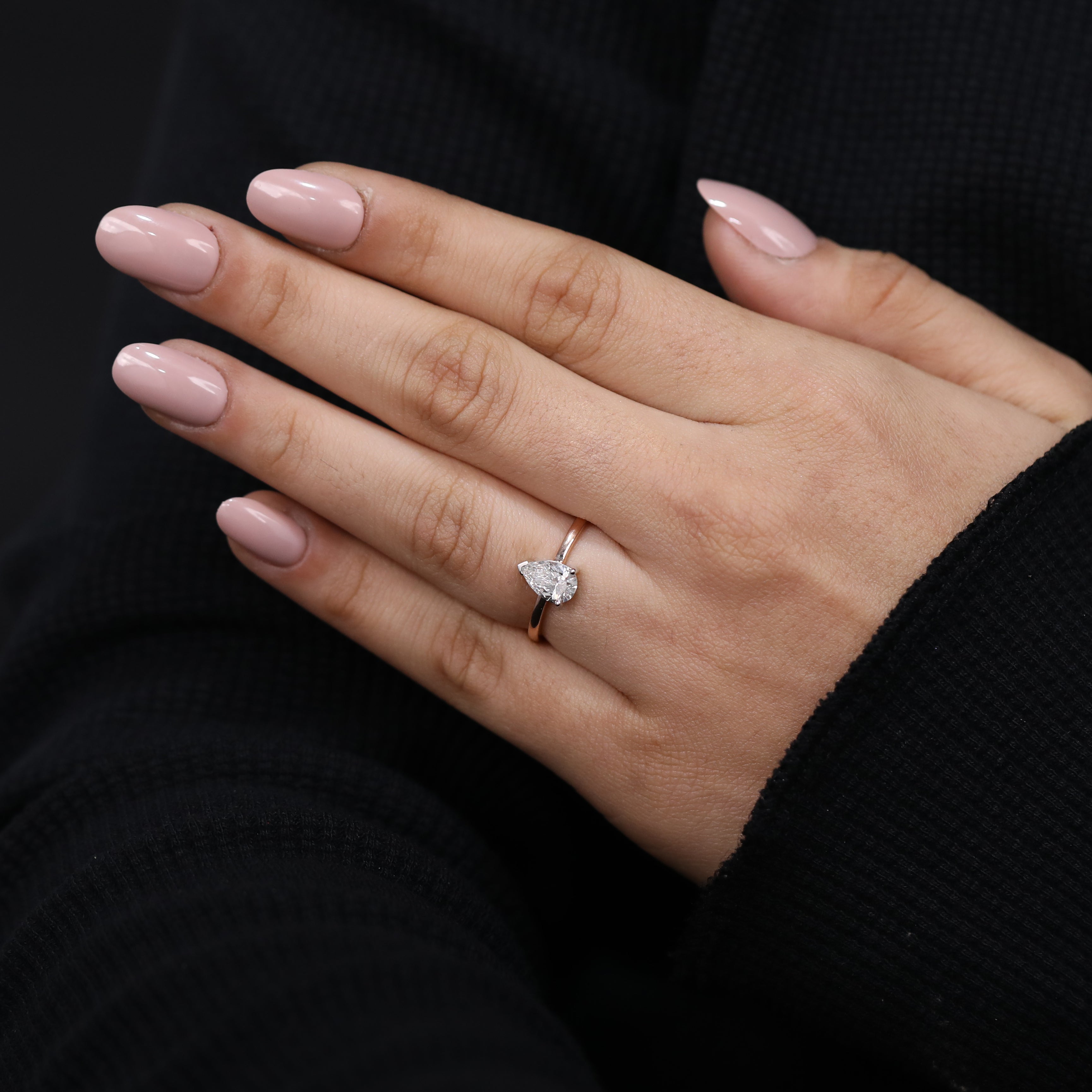 Timeless pear lab created diamond ring for bridal moment