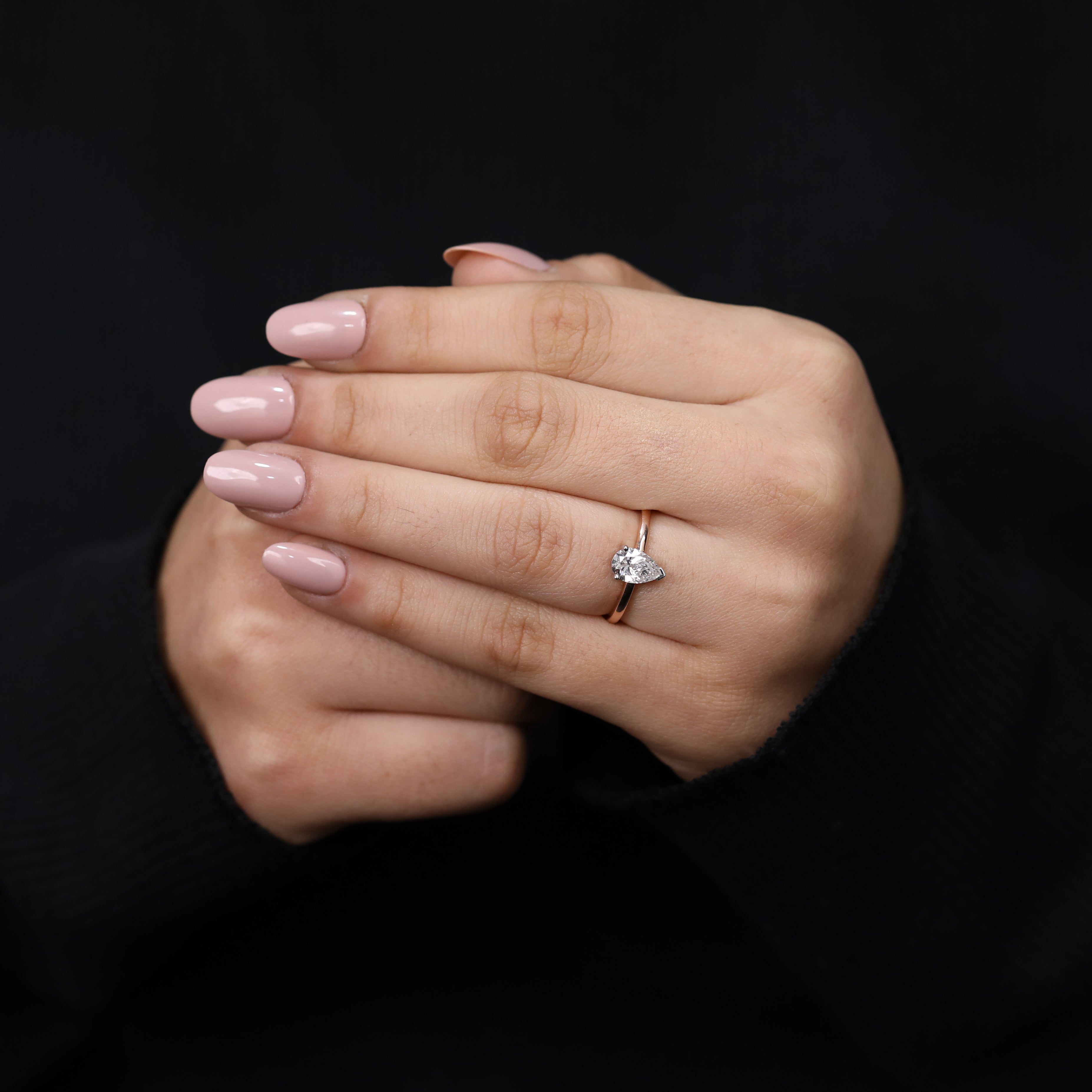 Classic pear lab created diamond ring for wedding celebration