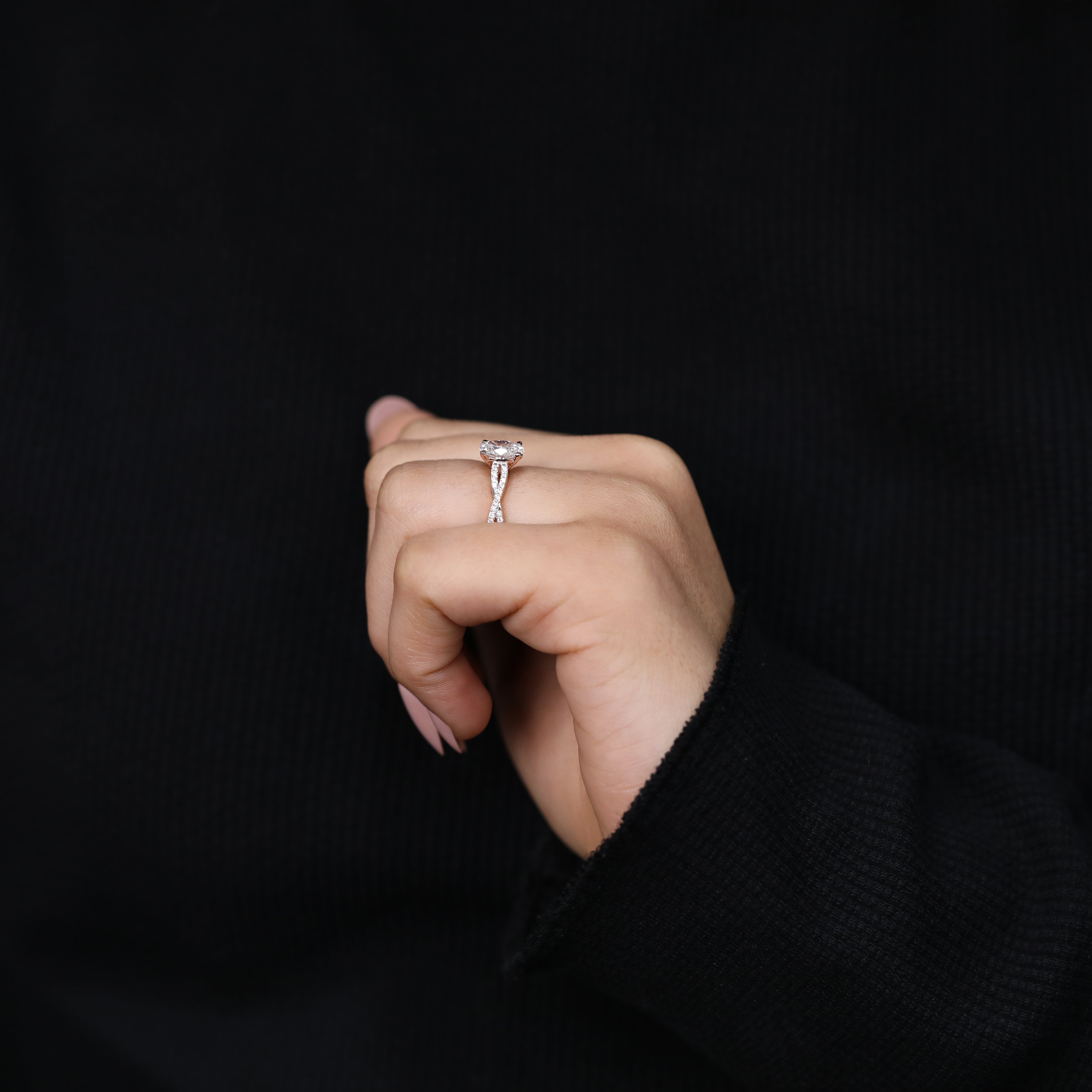 Timeless love ring styled around oval lab created diamond