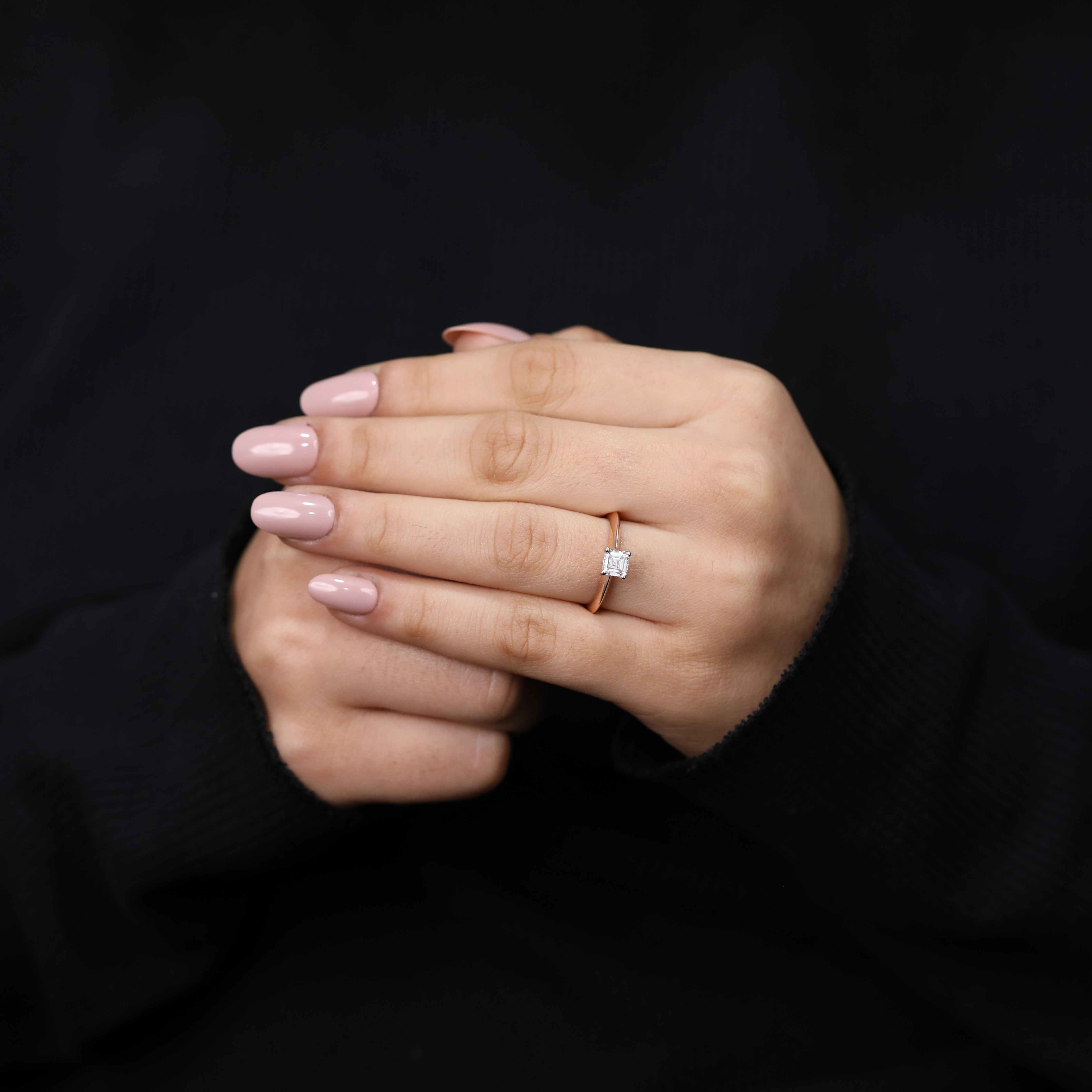 Classic engagement ring showcasing asscher lab created diamond