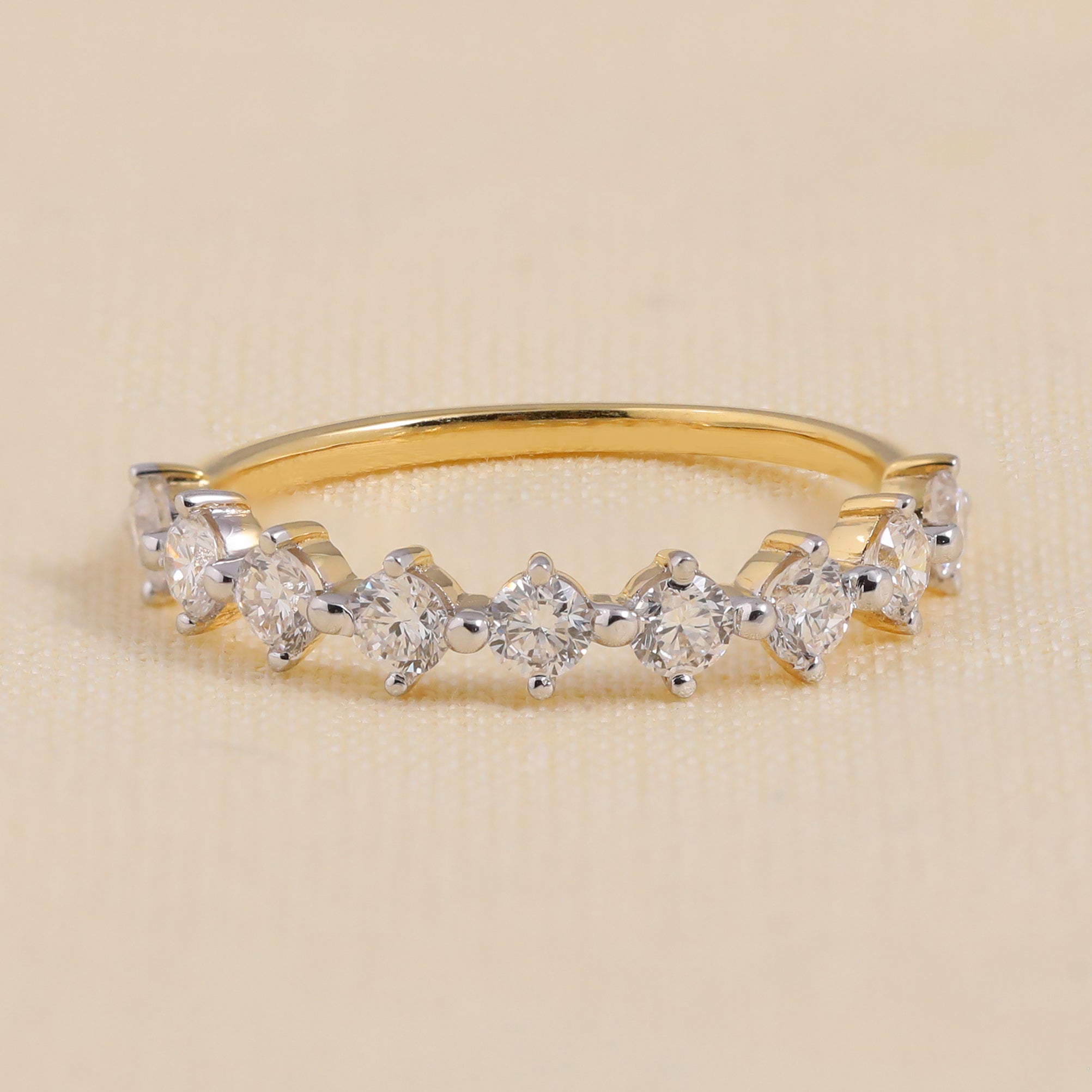 Diamond eternity ring in yellow gold with round-cut stones