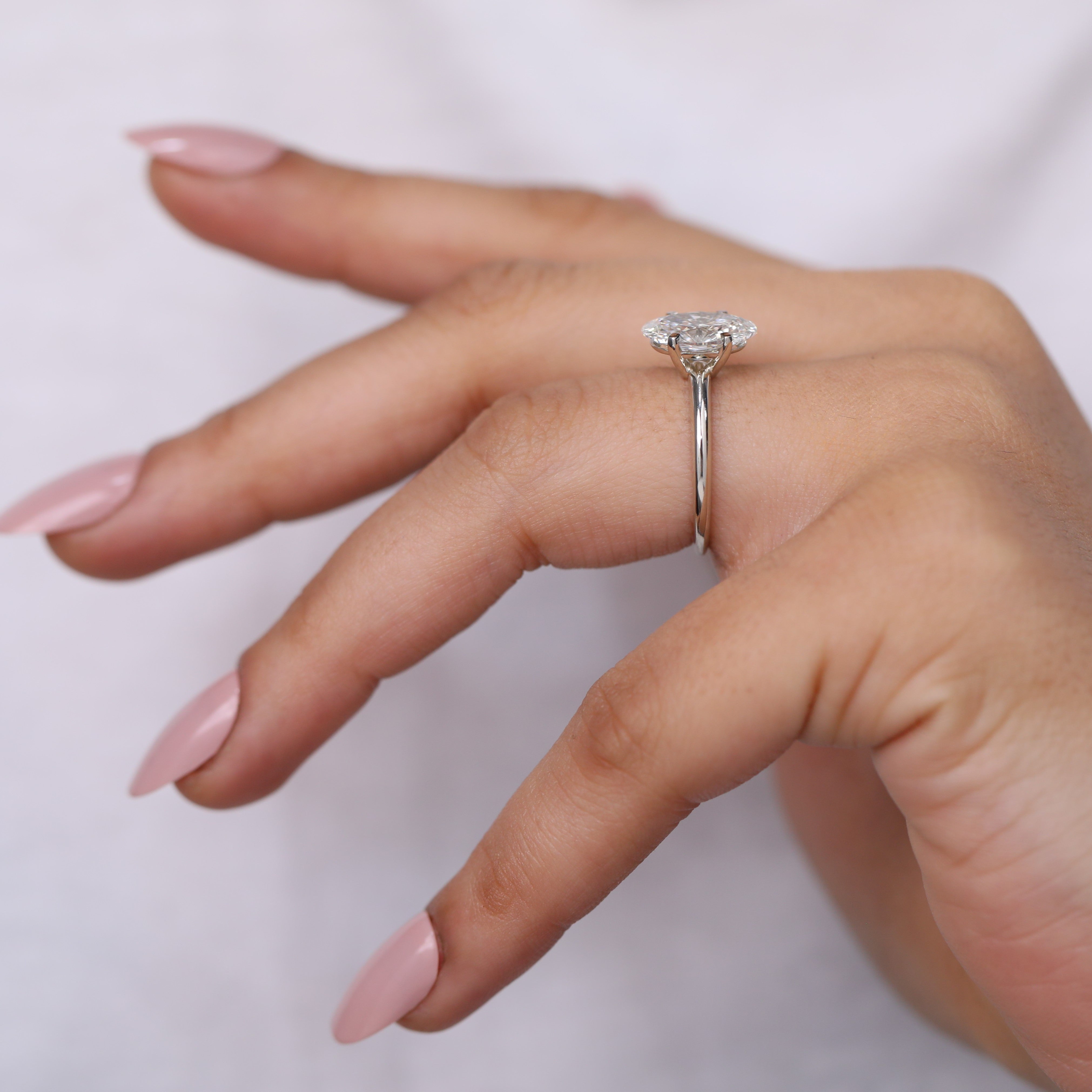 Oval shaped lab grown diamond ring for proposal or engagement